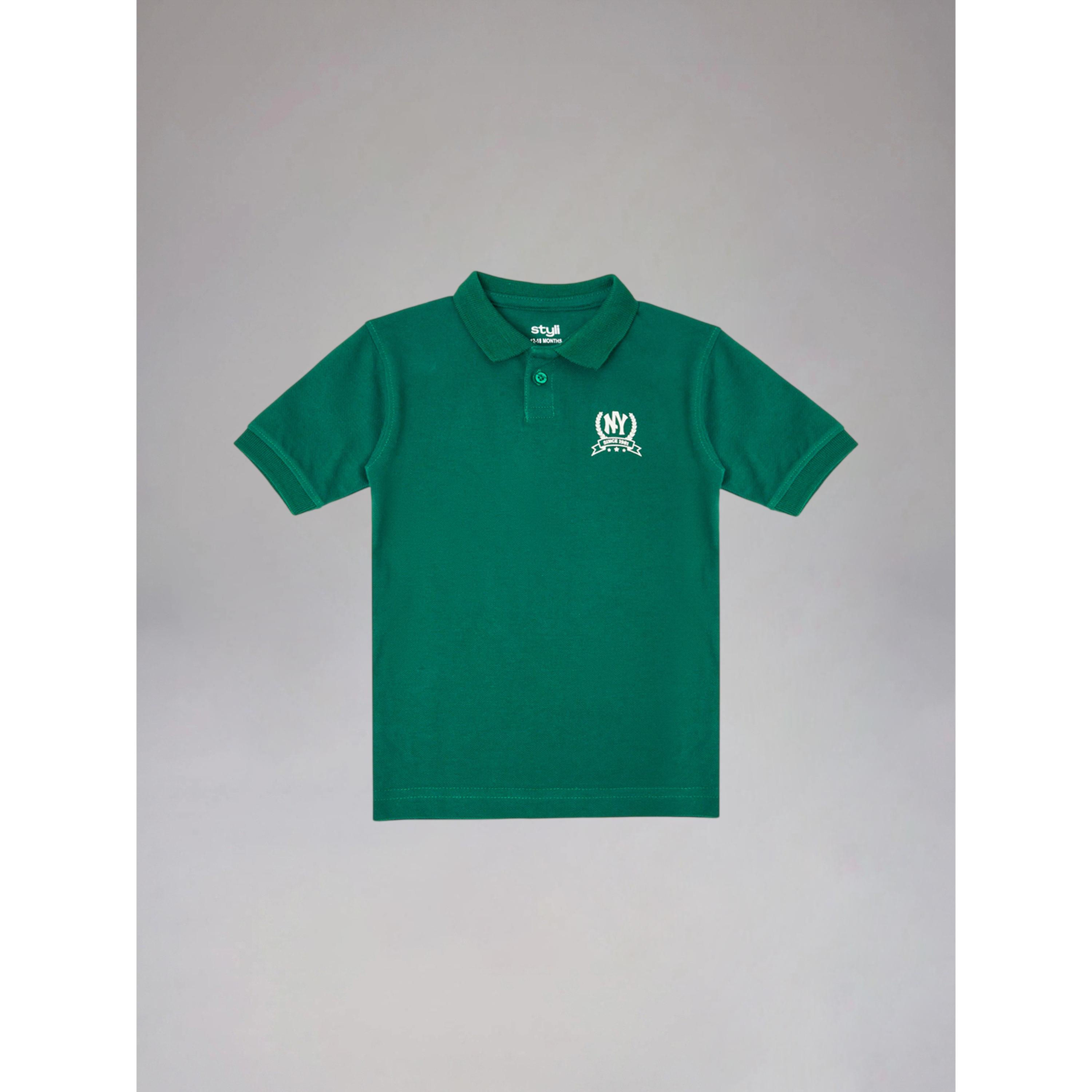 تيشيرت بولو بقصة منتظمة وطبعة نيويورك للأولاد الصغار أخضر-baby-boys-clothing-tshirtsandpolos-image-1