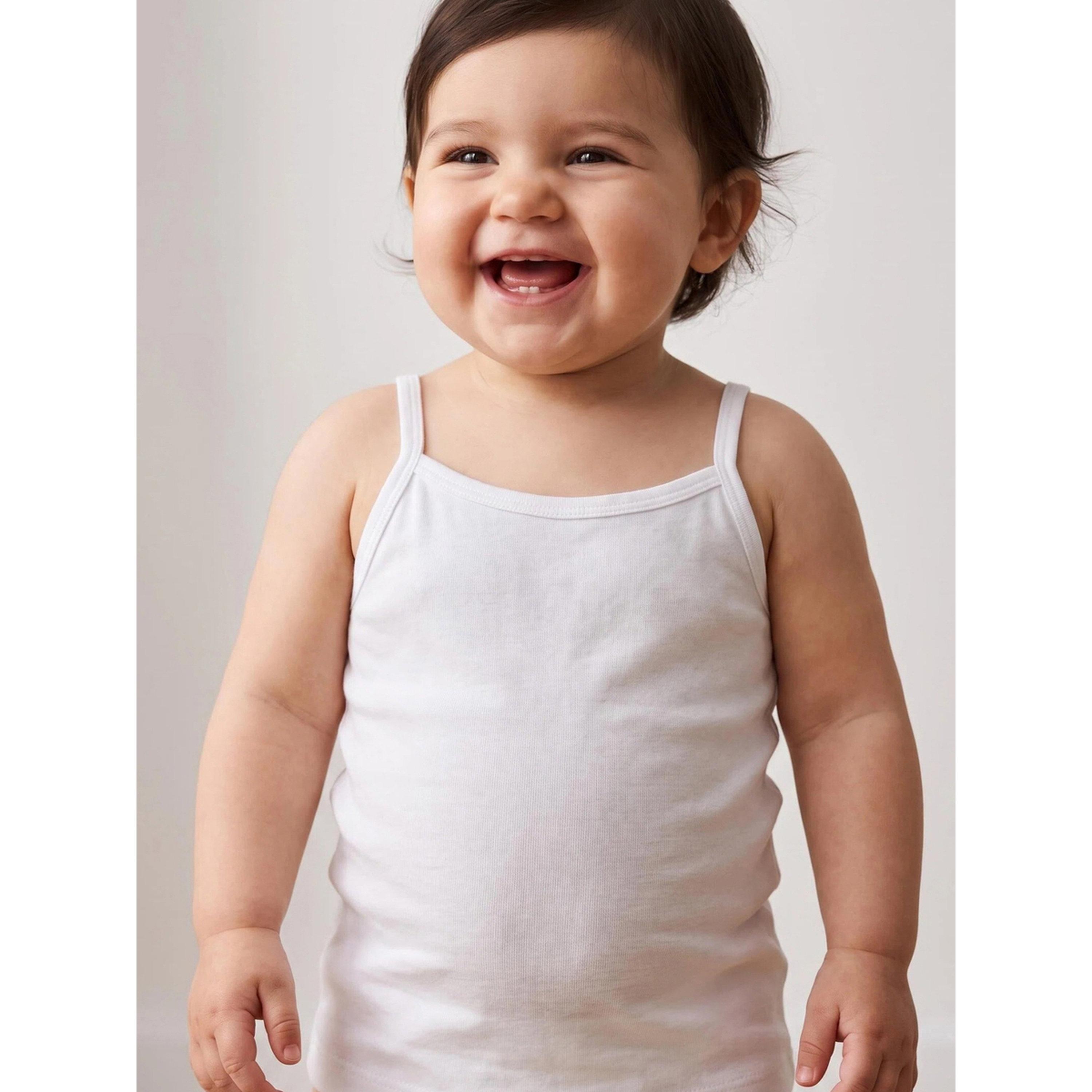 Styli Pack of 2 - Baby Girl White Solid Bow Detail Cami Vest-girls-clothing-innerwear-image-2