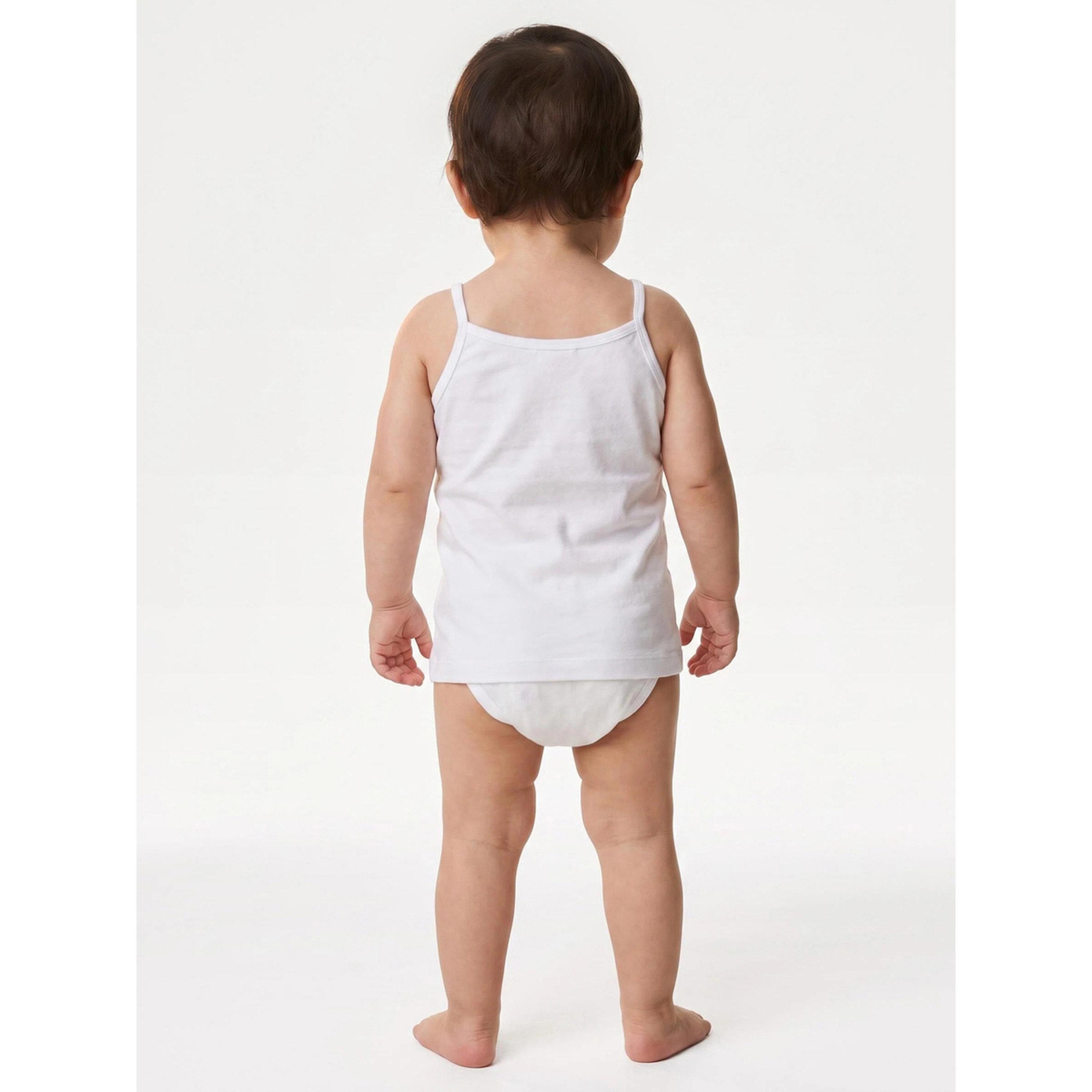 Styli Pack of 2 - Baby Girl White Solid Bow Detail Cami Vest-girls-clothing-innerwear-image-3