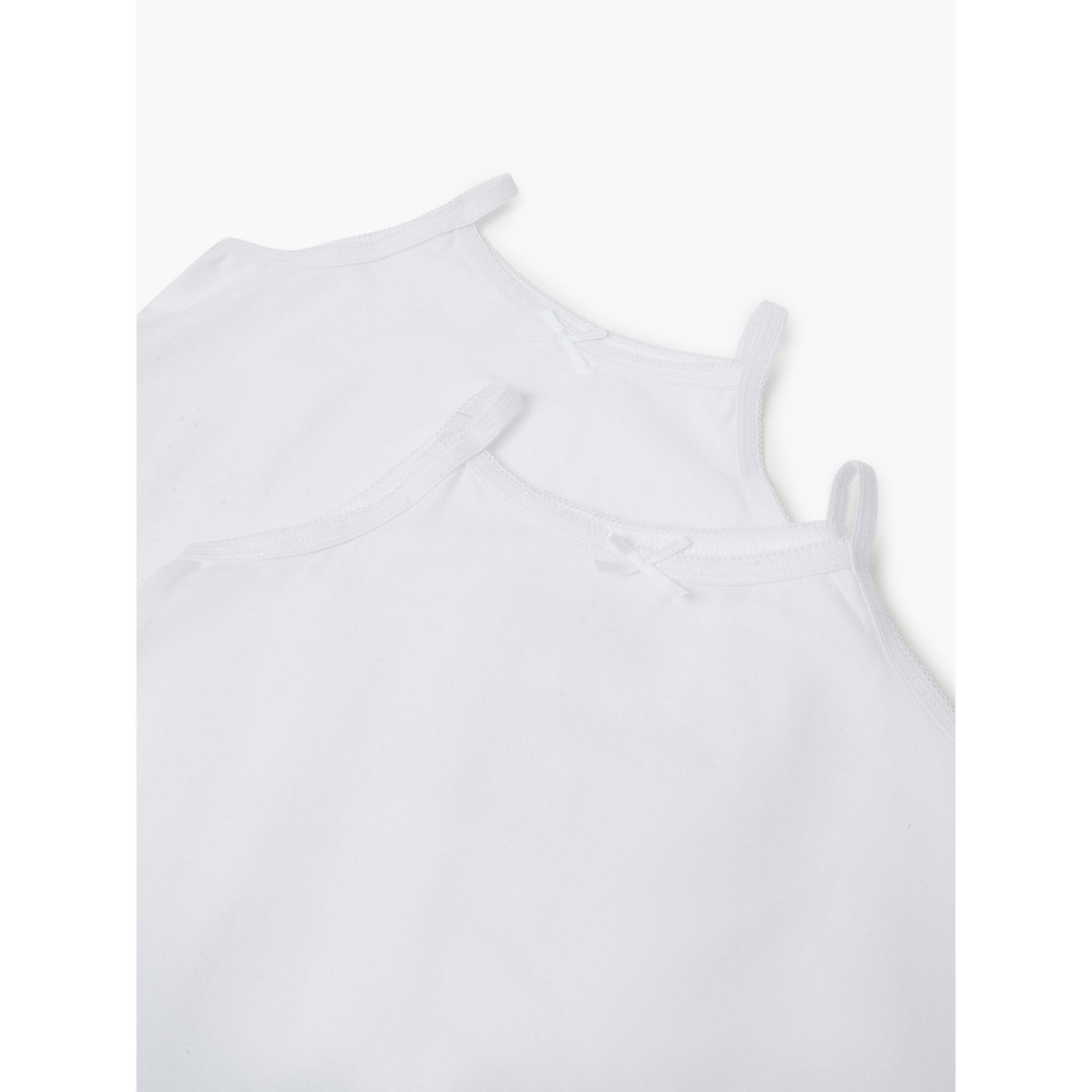 Styli Pack of 2 - Baby Girl White Solid Bow Detail Cami Vest-girls-clothing-innerwear-image-4