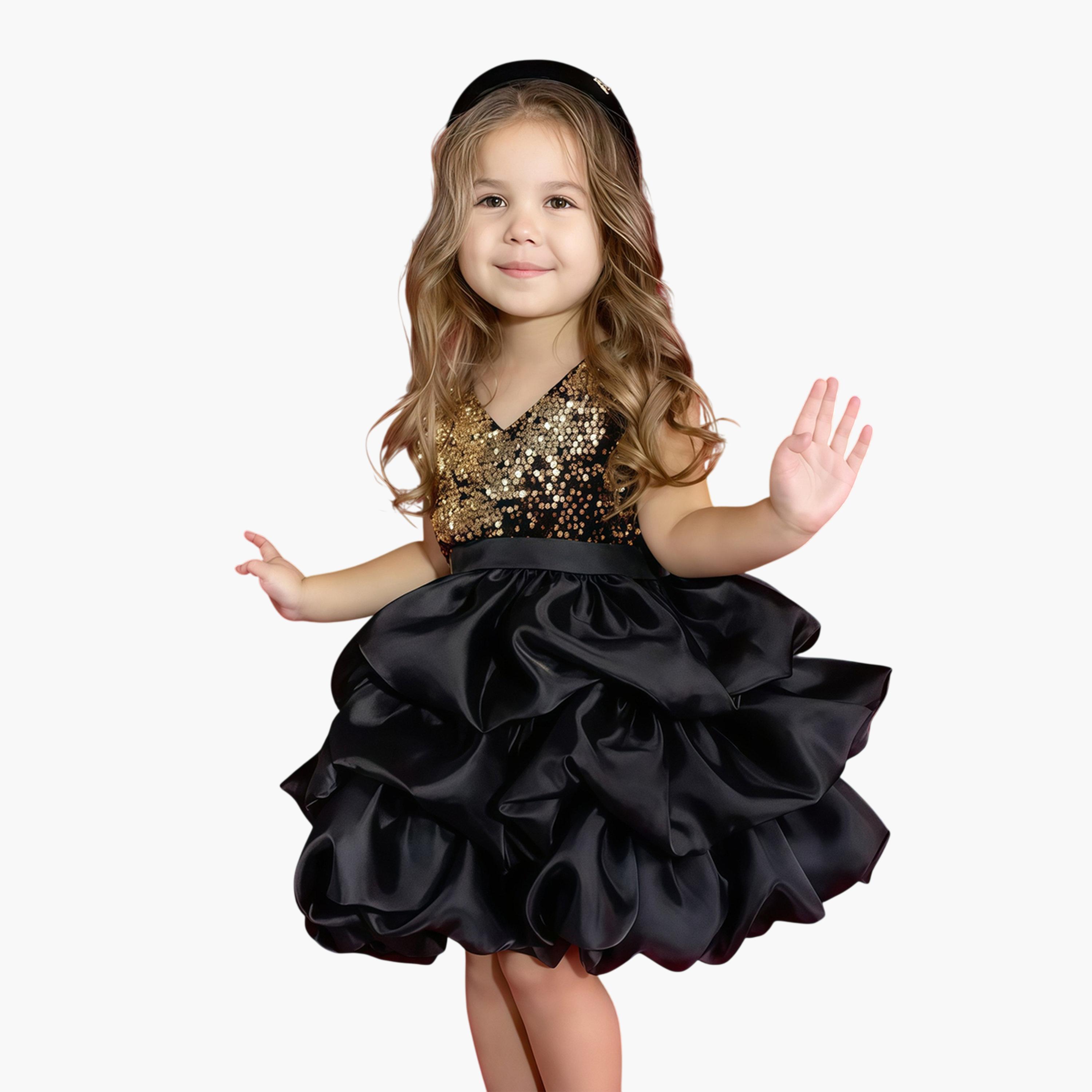فستان أسود بحافة واسعة بطول الركبة-girls-clothing-dressesandjumpsuits-image-1