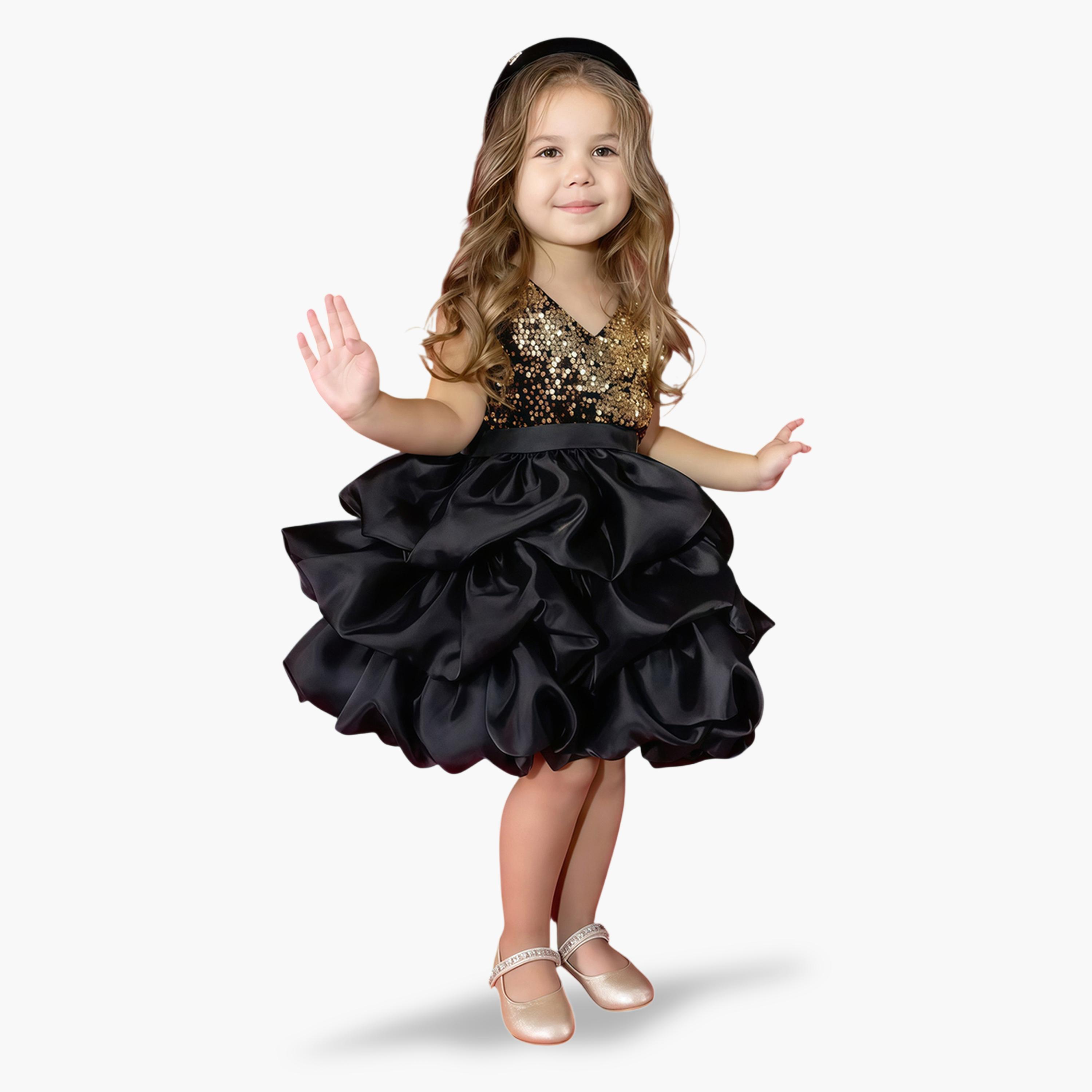 فستان أسود بحافة واسعة بطول الركبة-girls-clothing-dressesandjumpsuits-image-2