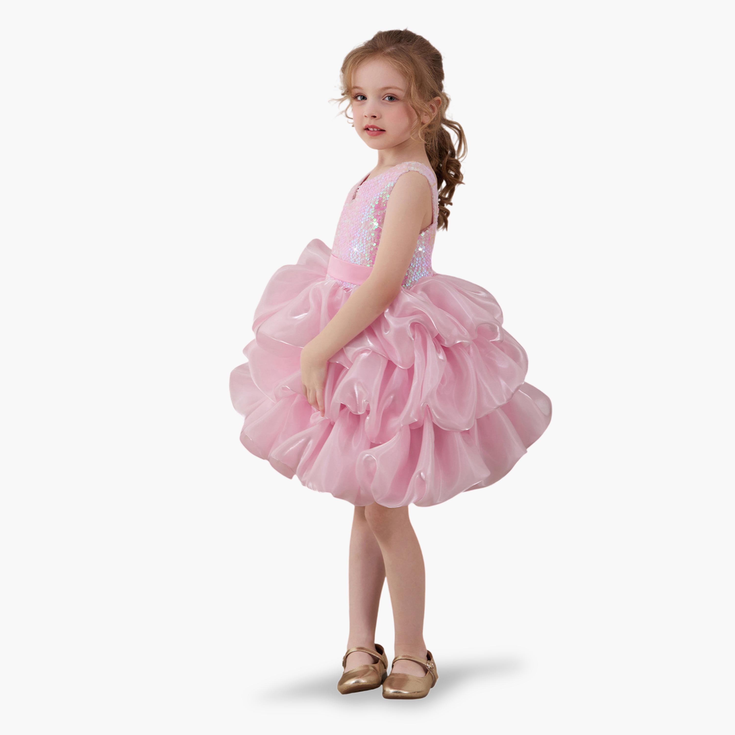 فستان وردي مزين بحافة واسعة-girls-clothing-dressesandjumpsuits-image-3