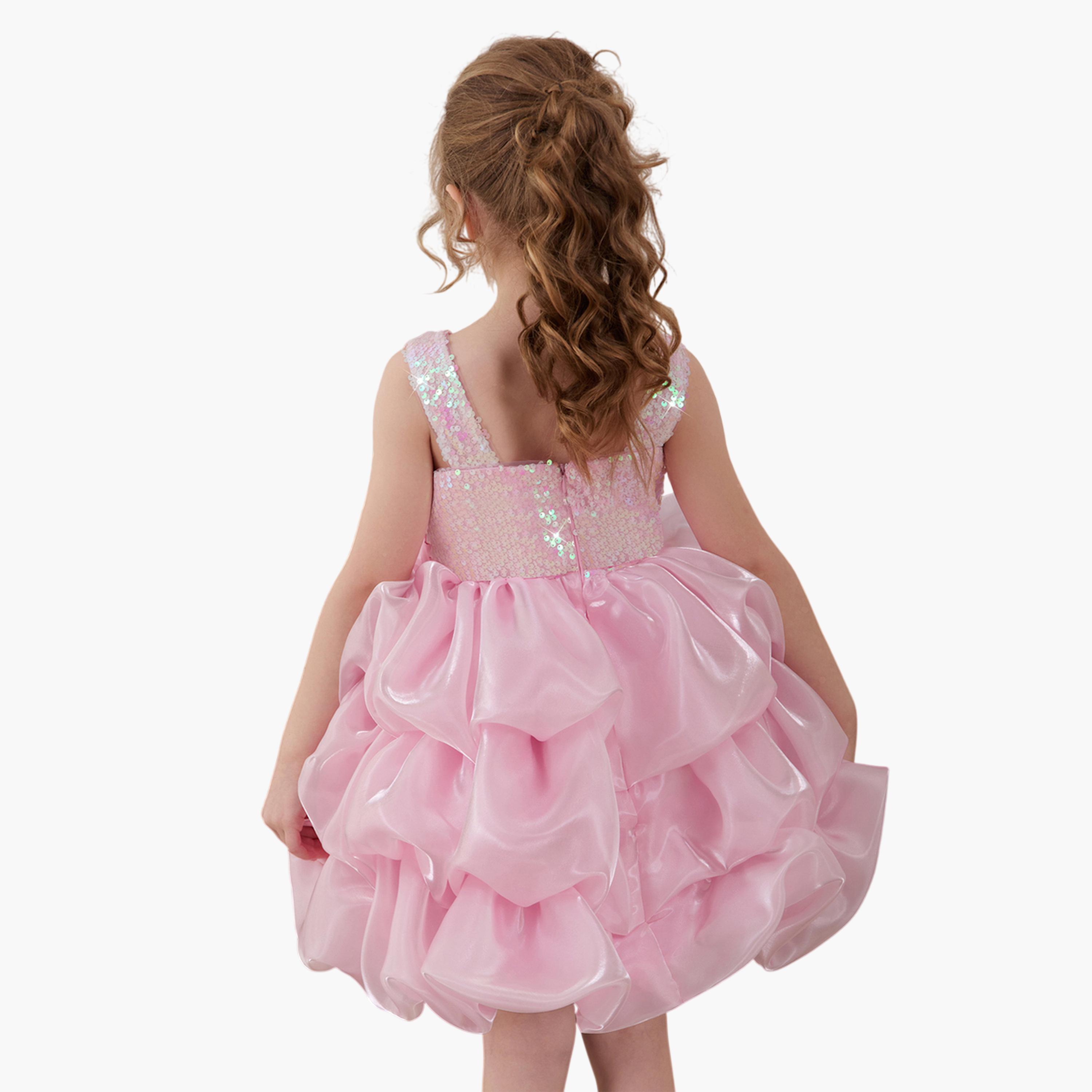 فستان وردي مزين بحافة واسعة-girls-clothing-dressesandjumpsuits-image-5