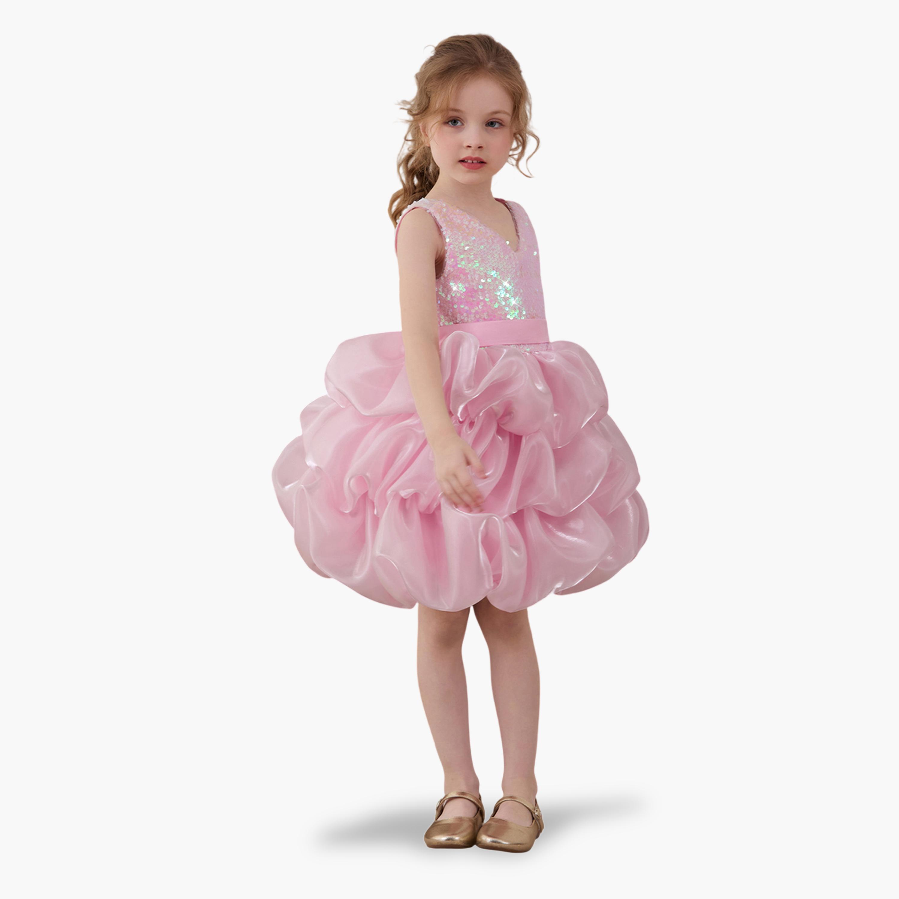 فستان وردي مزين بحافة واسعة-girls-clothing-dressesandjumpsuits-image-6