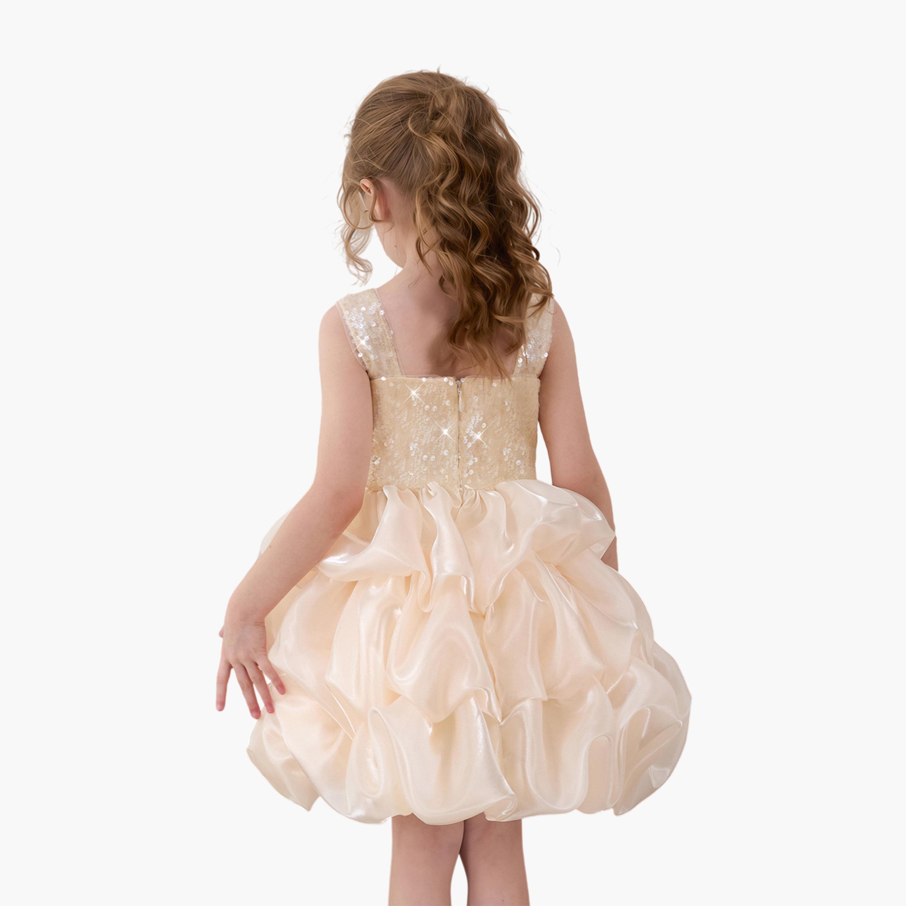 فستان ذهبي بحافة واسعة وتفاصيل ترتر بطول الركبة-girls-clothing-dressesandjumpsuits-image-3