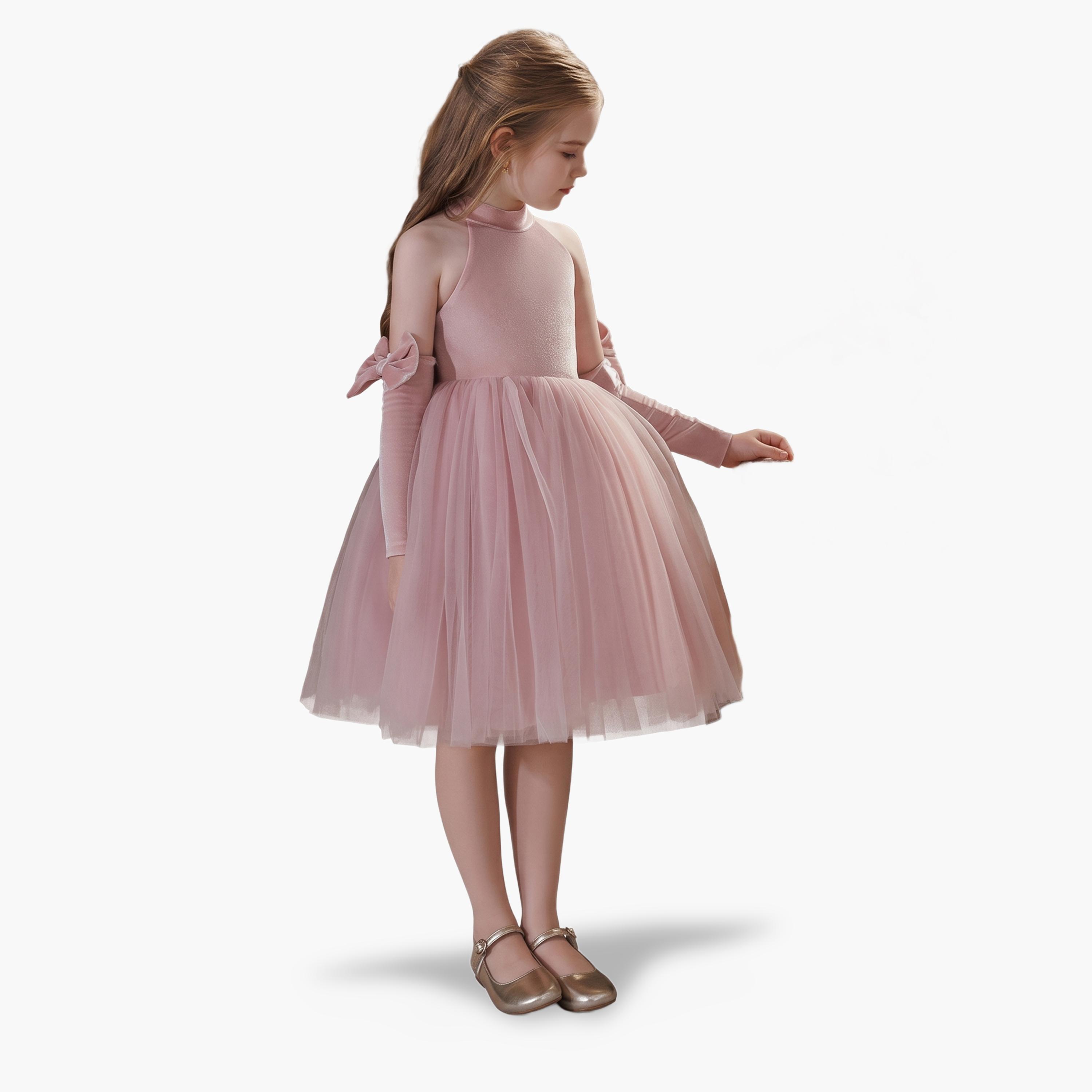 فستان وردي بحافة واسعة بطول الركبة-girls-clothing-dressesandjumpsuits-image-6