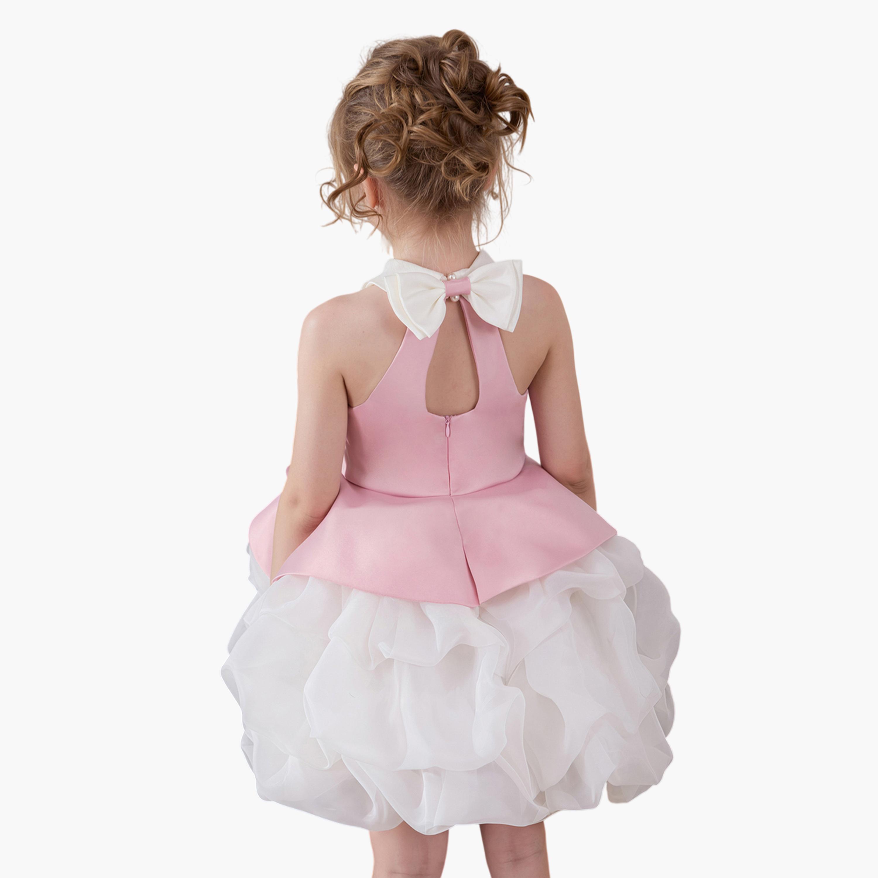 فستان وردي بحافة واسعة بطول الركبة بتفاصيل لؤلؤ-girls-clothing-dressesandjumpsuits-image-3