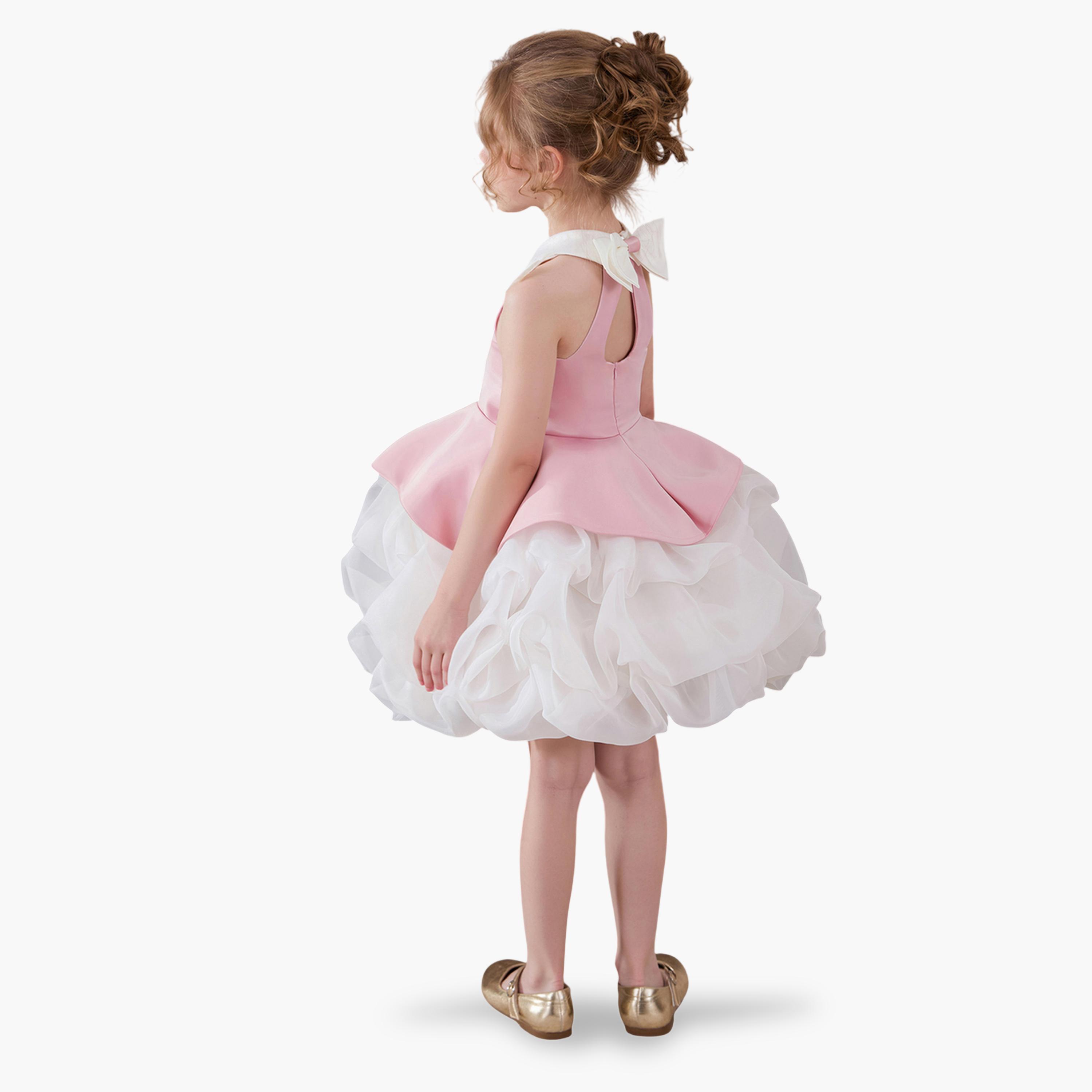 فستان وردي بحافة واسعة بطول الركبة بتفاصيل لؤلؤ-girls-clothing-dressesandjumpsuits-image-5