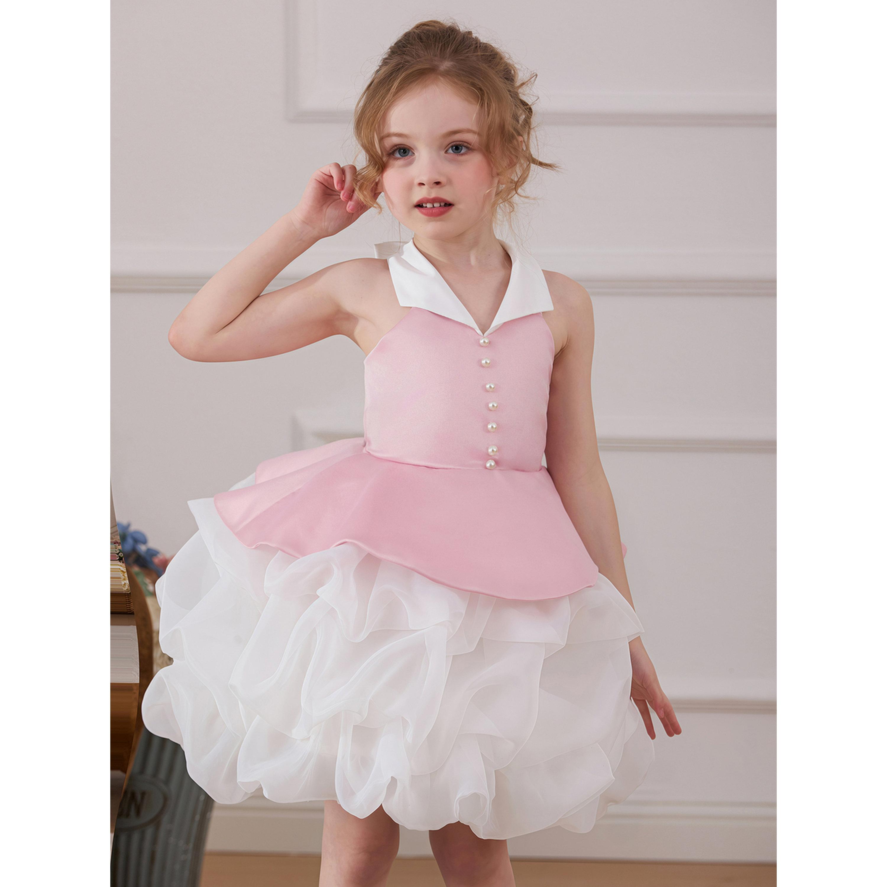 فستان وردي بحافة واسعة بطول الركبة بتفاصيل لؤلؤ-girls-clothing-dressesandjumpsuits-image-6