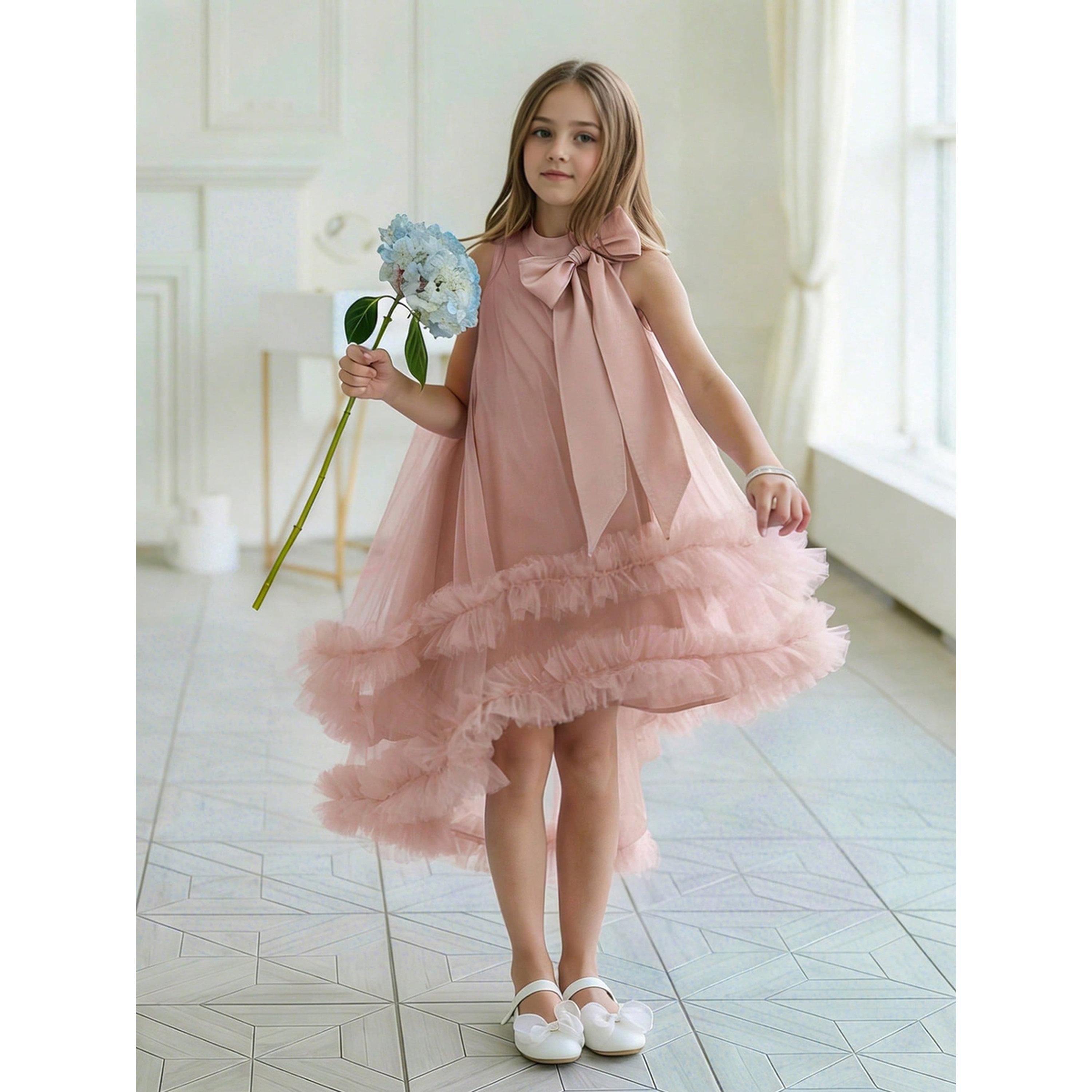 Take Two Girls Pink A-Line Knee-Length Ruffle Dress-girls-clothing-dressesandjumpsuits-image-1