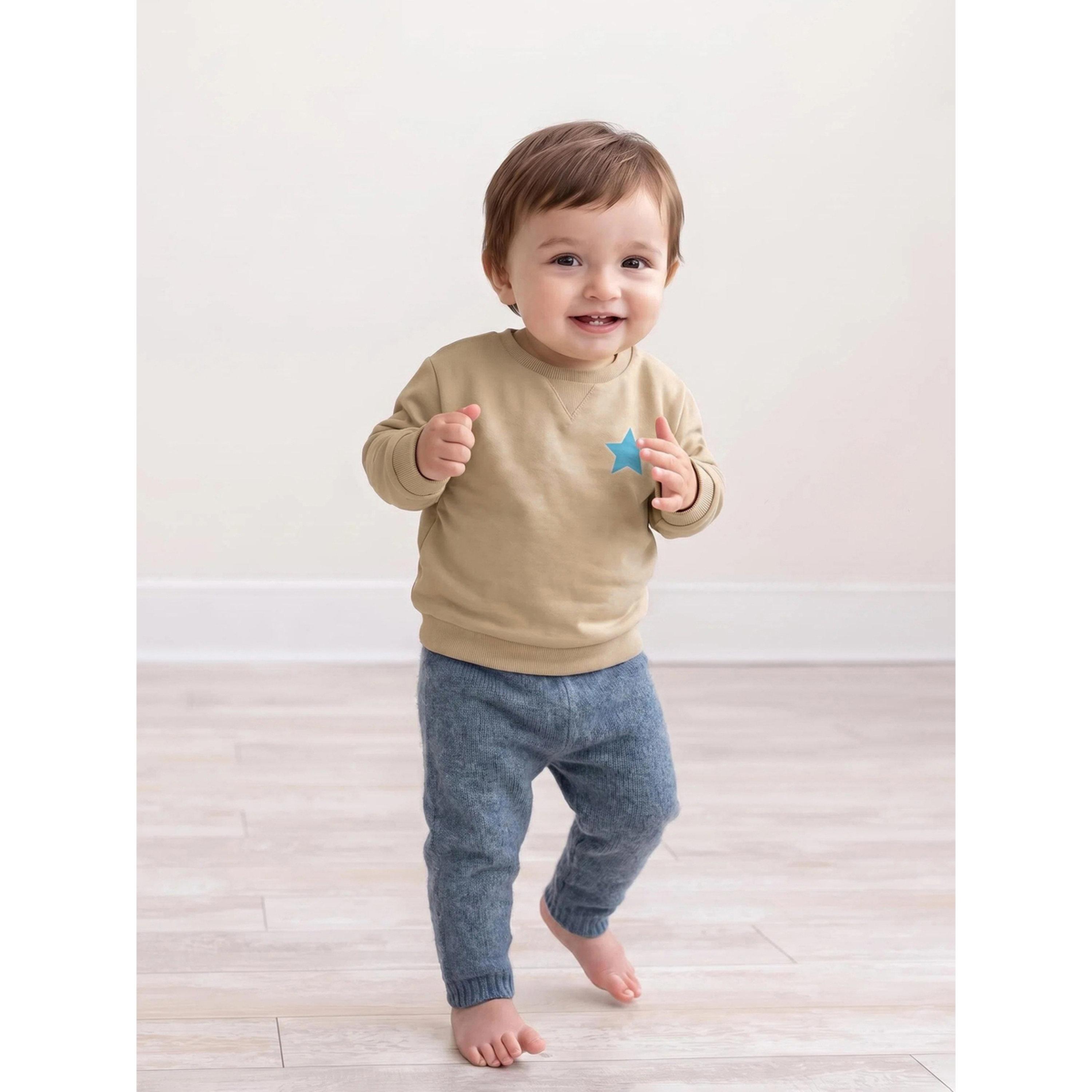 سويت شيرت قطن بطبعة أمامي وخلفي للفتيات الصغار بيج-girls-clothing-sweatshirts-image-2