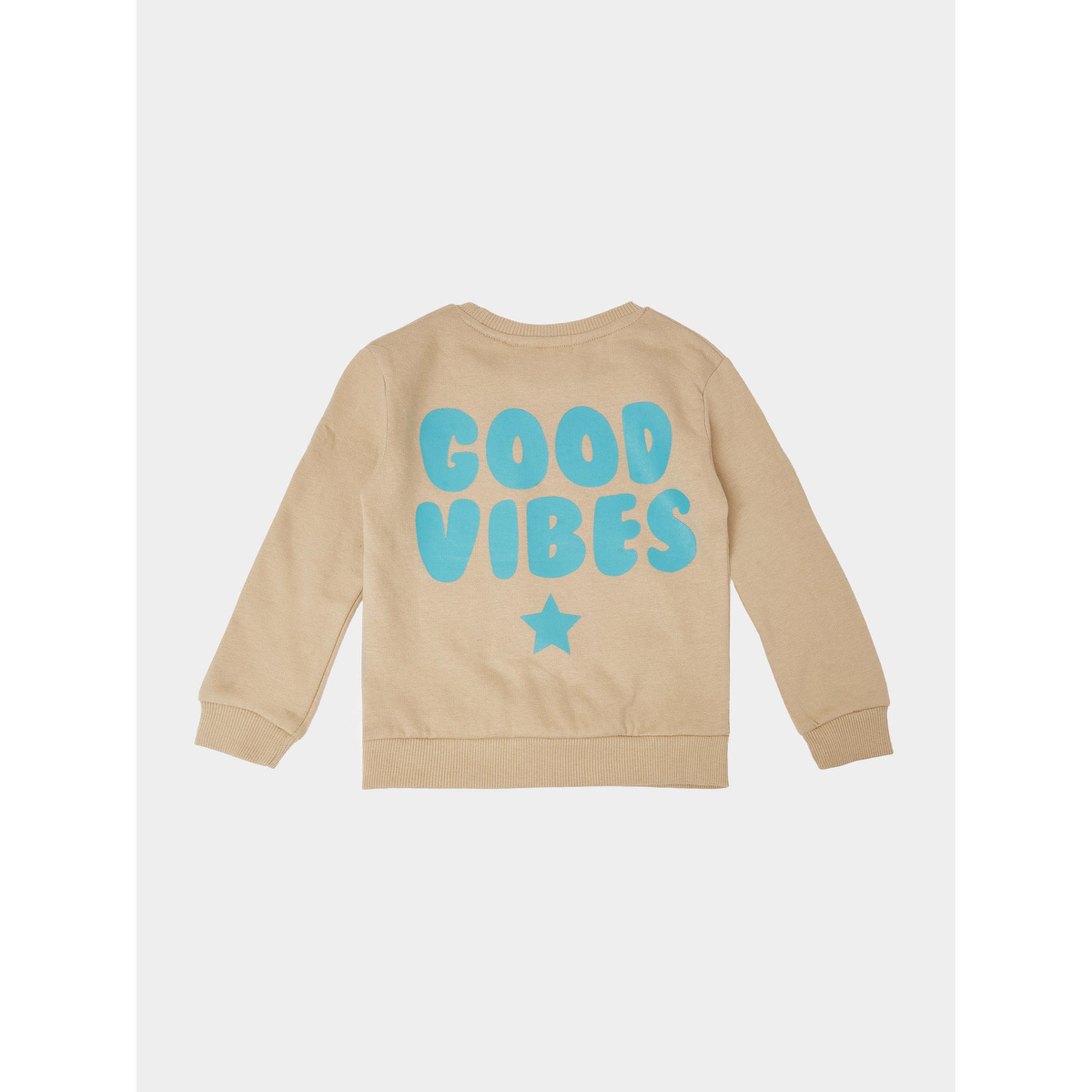 سويت شيرت قطن بطبعة أمامي وخلفي للفتيات الصغار بيج-girls-clothing-sweatshirts-image-3