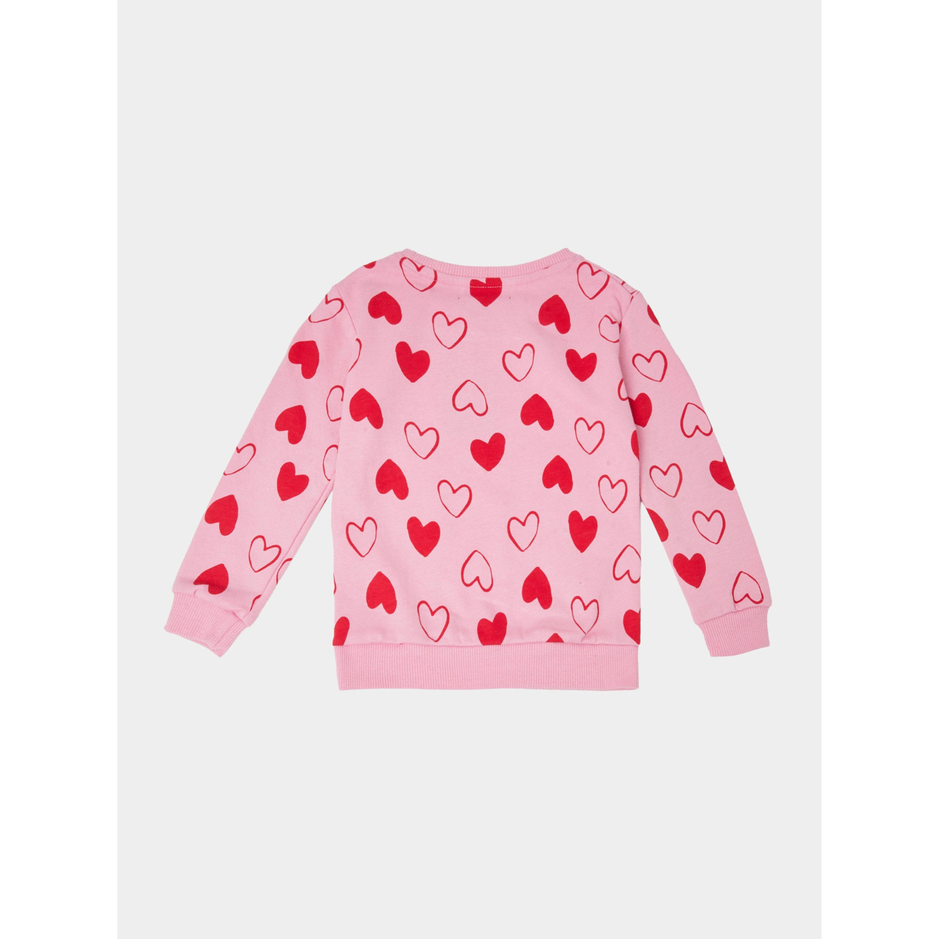 سويت شيرت قطن بطبعة قلوب كاملة للفتيات الصغار وردي-girls-clothing-sweatshirts-image-3