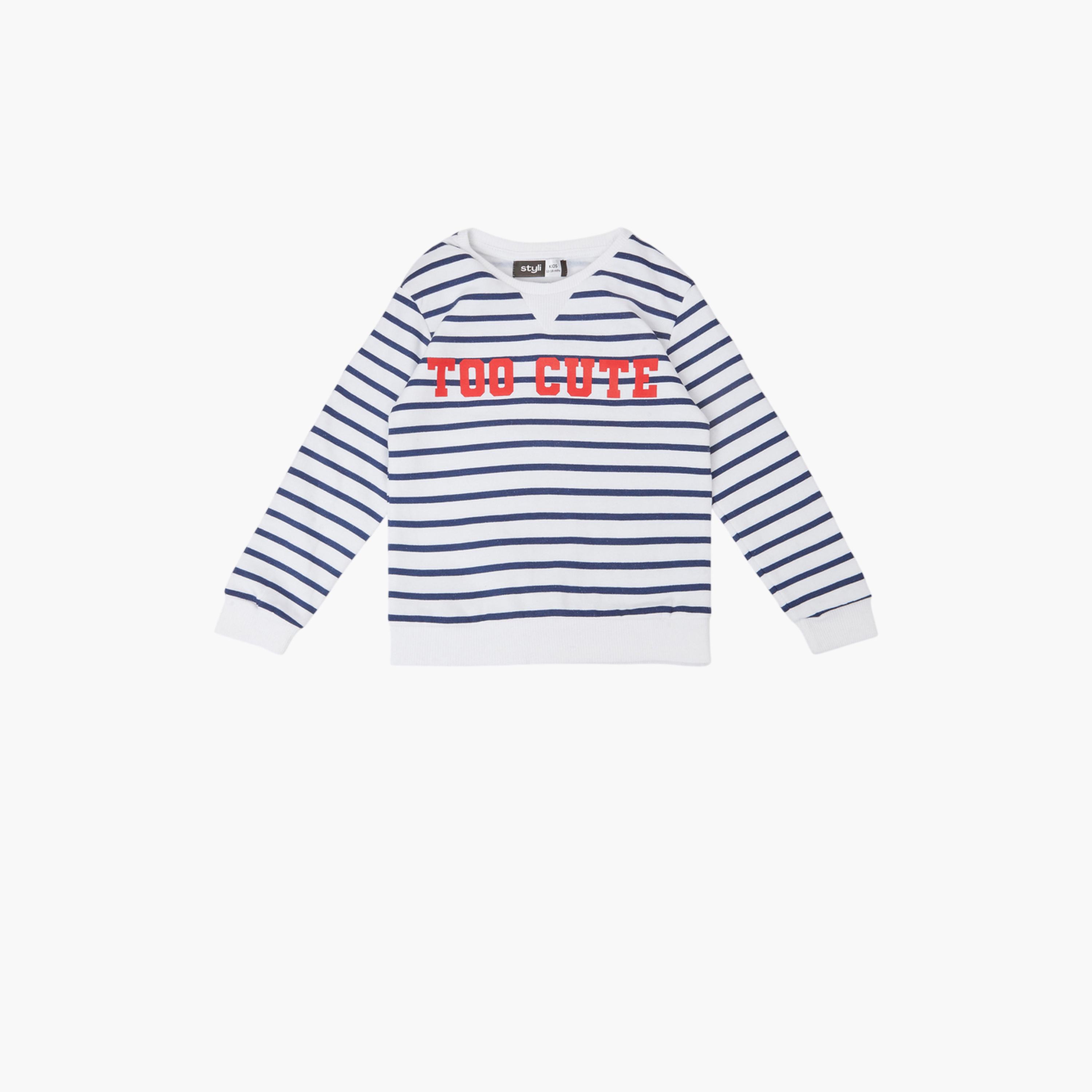 سويت شيرت قطن بطبعة مخطط للفتيات الصغار-girls-clothing-sweatshirts-image-1
