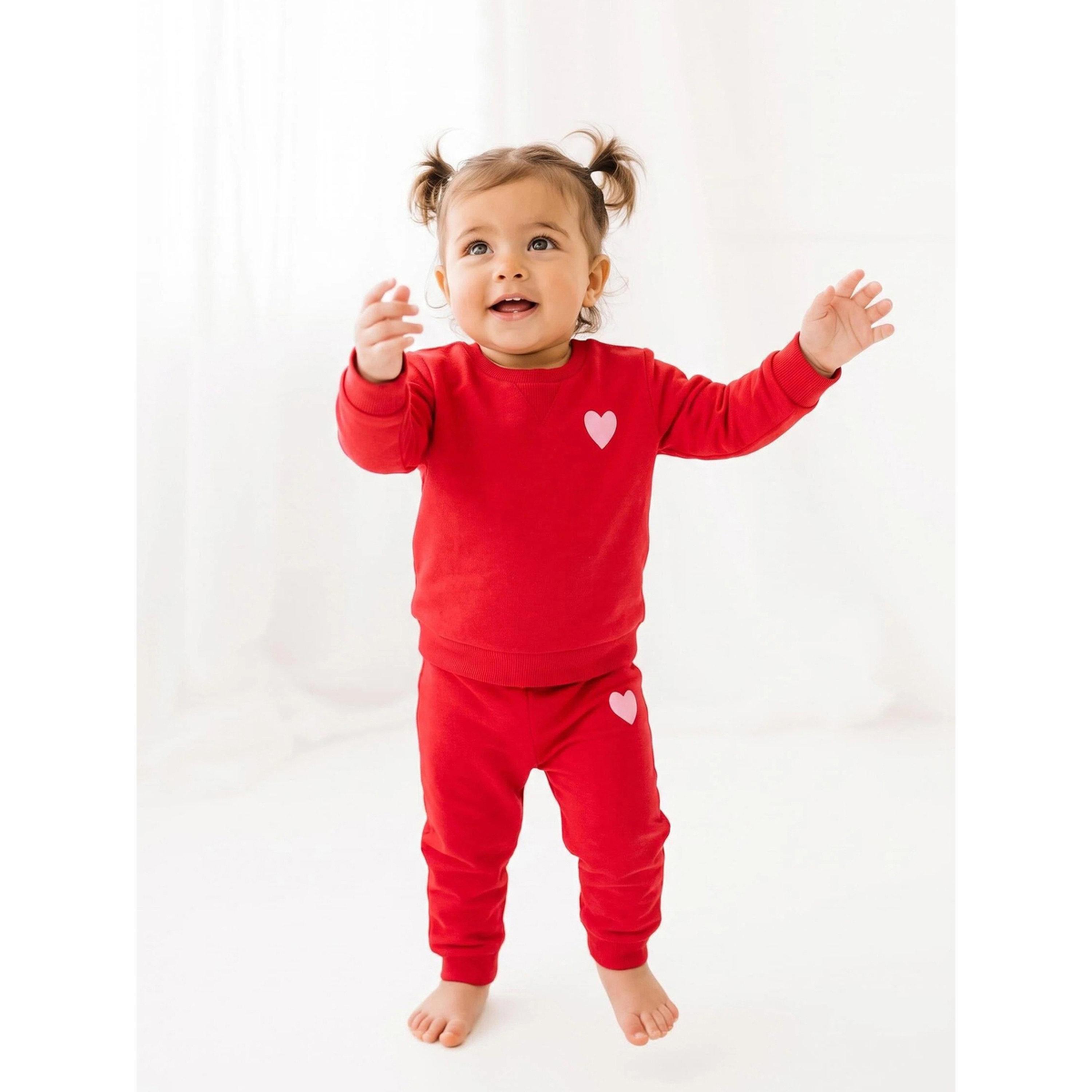 سويت شيرت قطن بطبعة أمامي وخلفي للفتيات الصغار أحمر-girls-clothing-sweatshirts-image-2