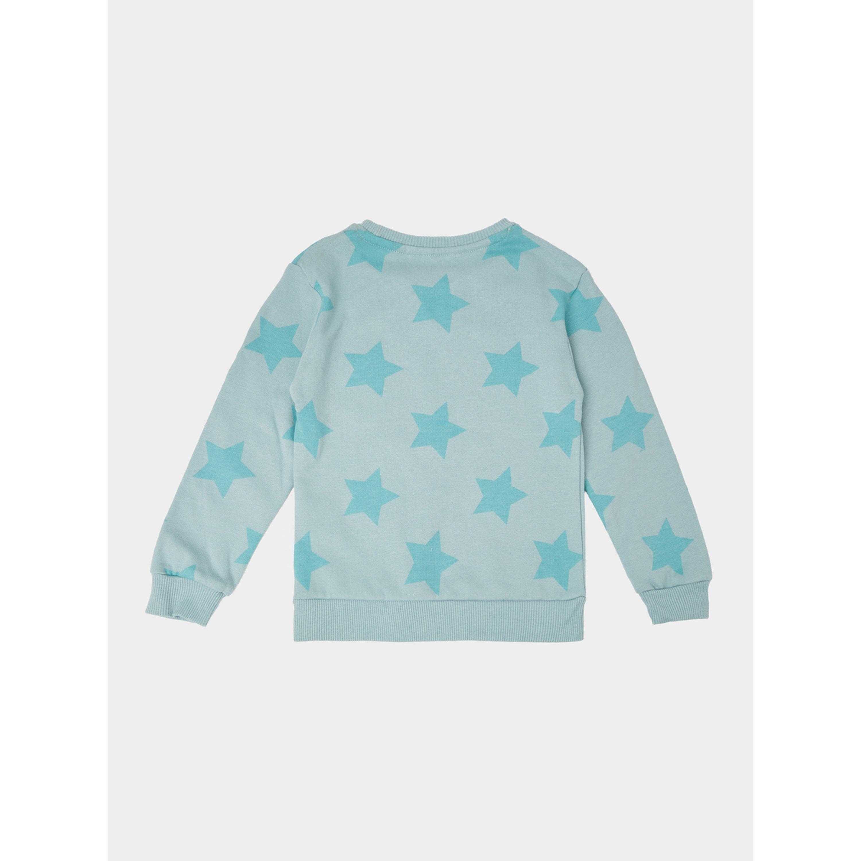 سويت شيرت قطن بطبعة نجوم كاملة للفتيات الصغار أخضر-girls-clothing-sweatshirts-image-3