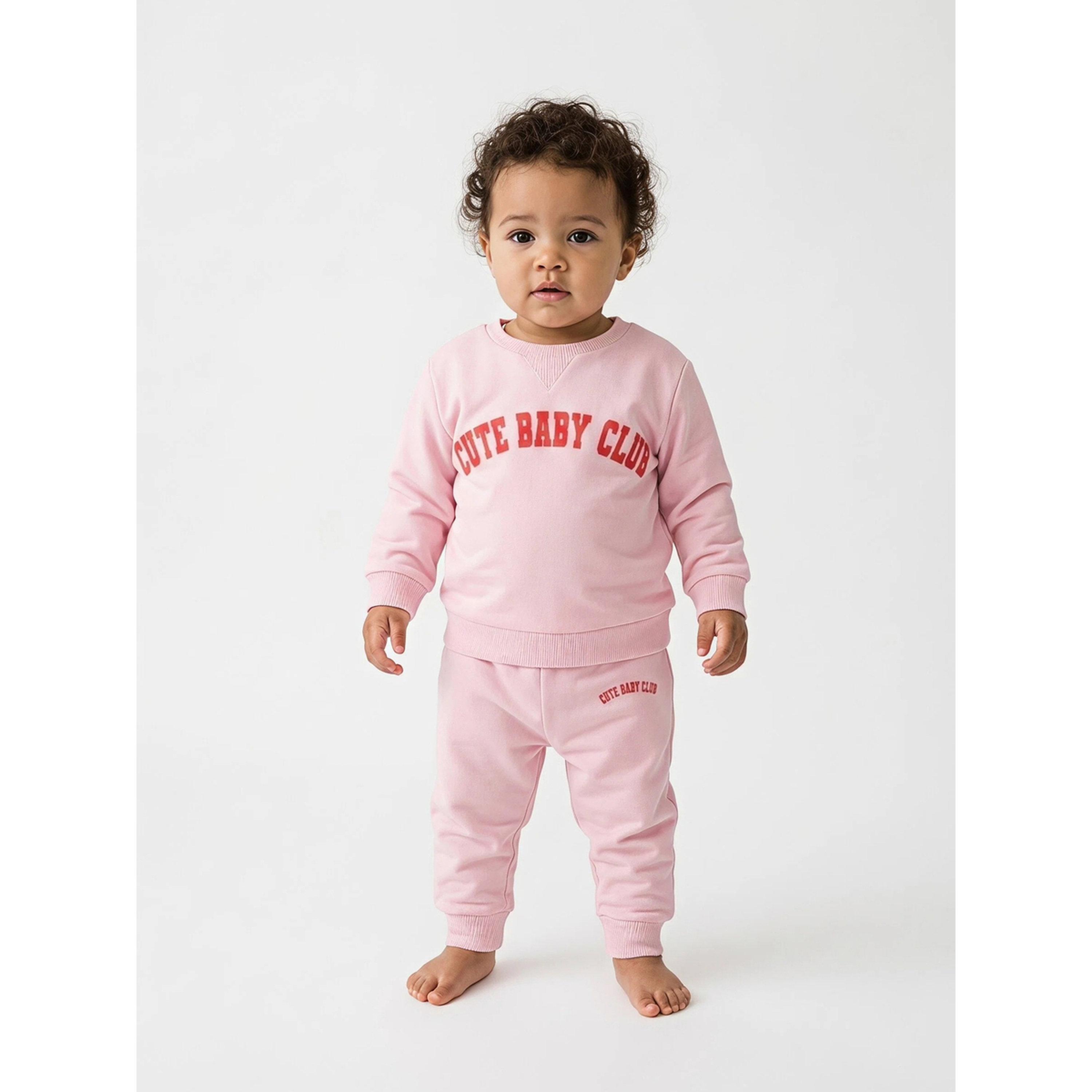 سويت شيرت قطن بطبعة موضعية للفتيات الصغار وردي-girls-clothing-sweatshirts-image-2