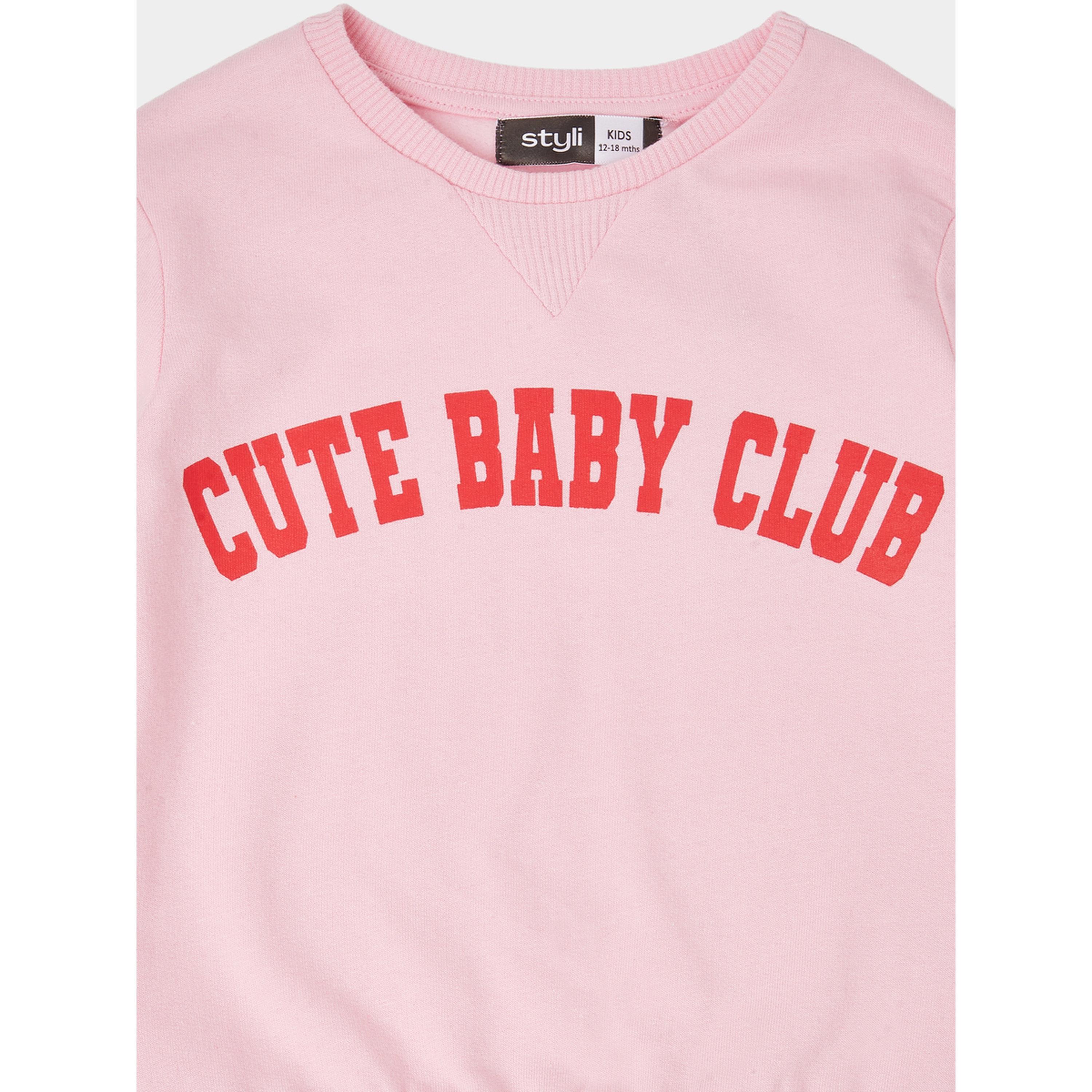 سويت شيرت قطن بطبعة موضعية للفتيات الصغار وردي-girls-clothing-sweatshirts-image-4