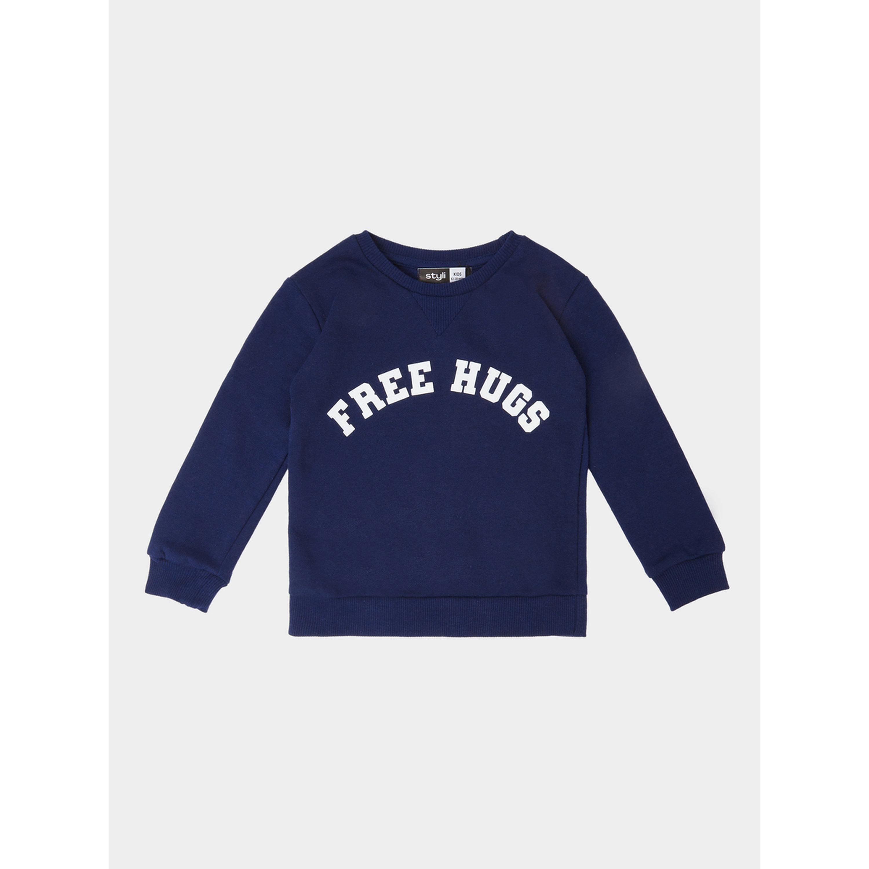 سويت شيرت بطبعة موضعية للفتيات الصغار أزرق داكن-girls-clothing-sweatshirts-image-1
