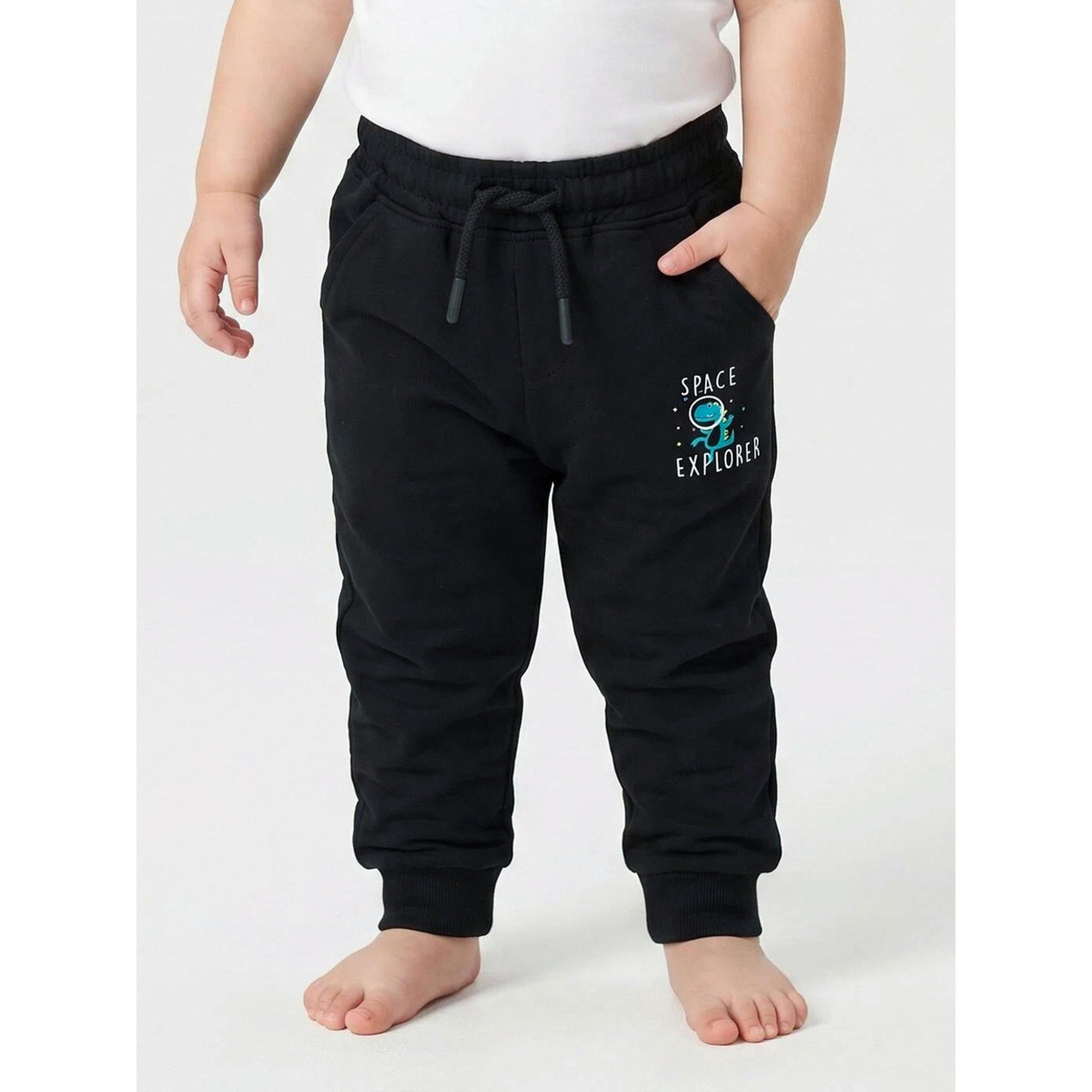 Styli Baby Boy Black Graphic Print Cuffed Hem Joggers-boys-clothing-bottoms-joggersandtrackpants-image-1