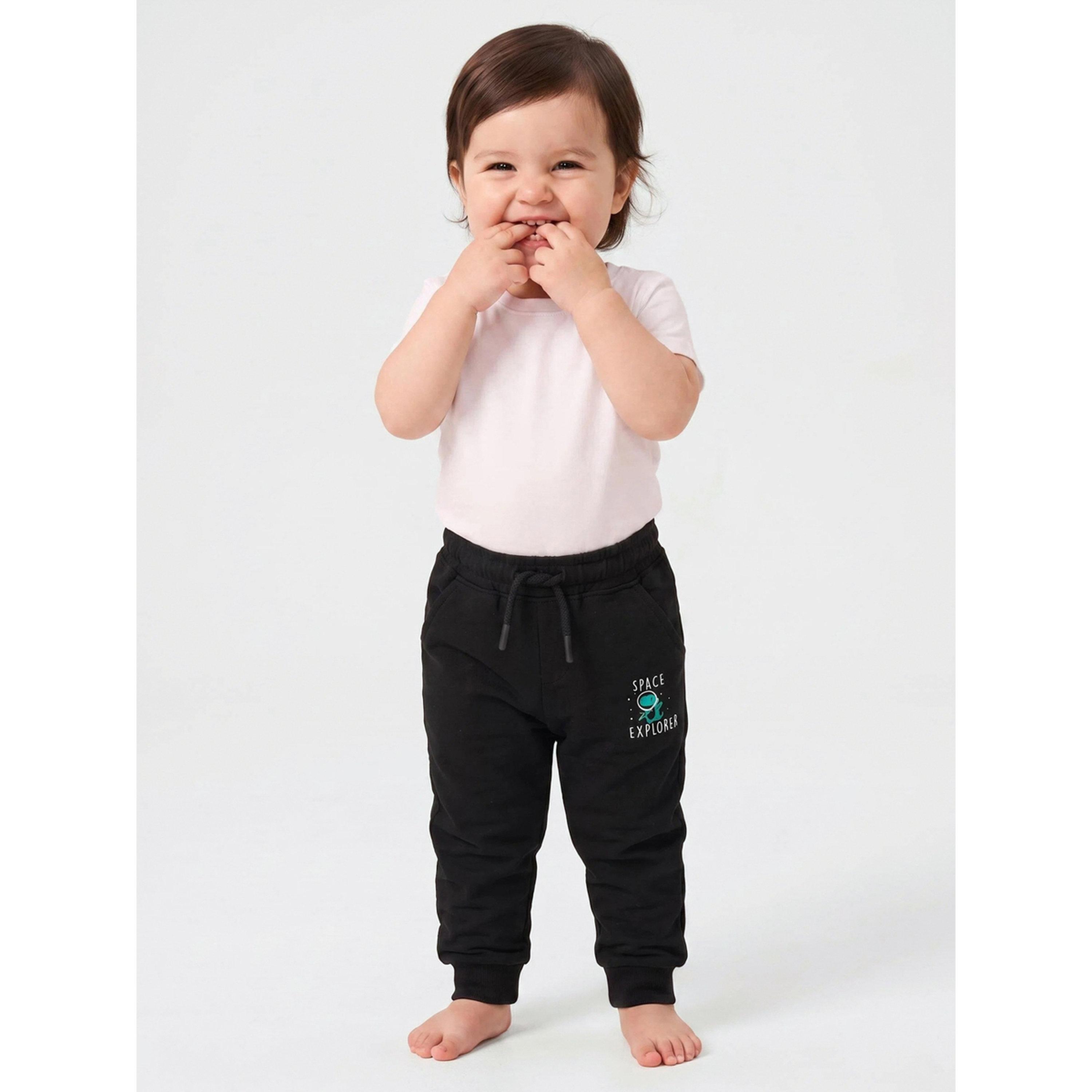 Styli Baby Boy Black Graphic Print Cuffed Hem Joggers-boys-clothing-bottoms-joggersandtrackpants-image-2