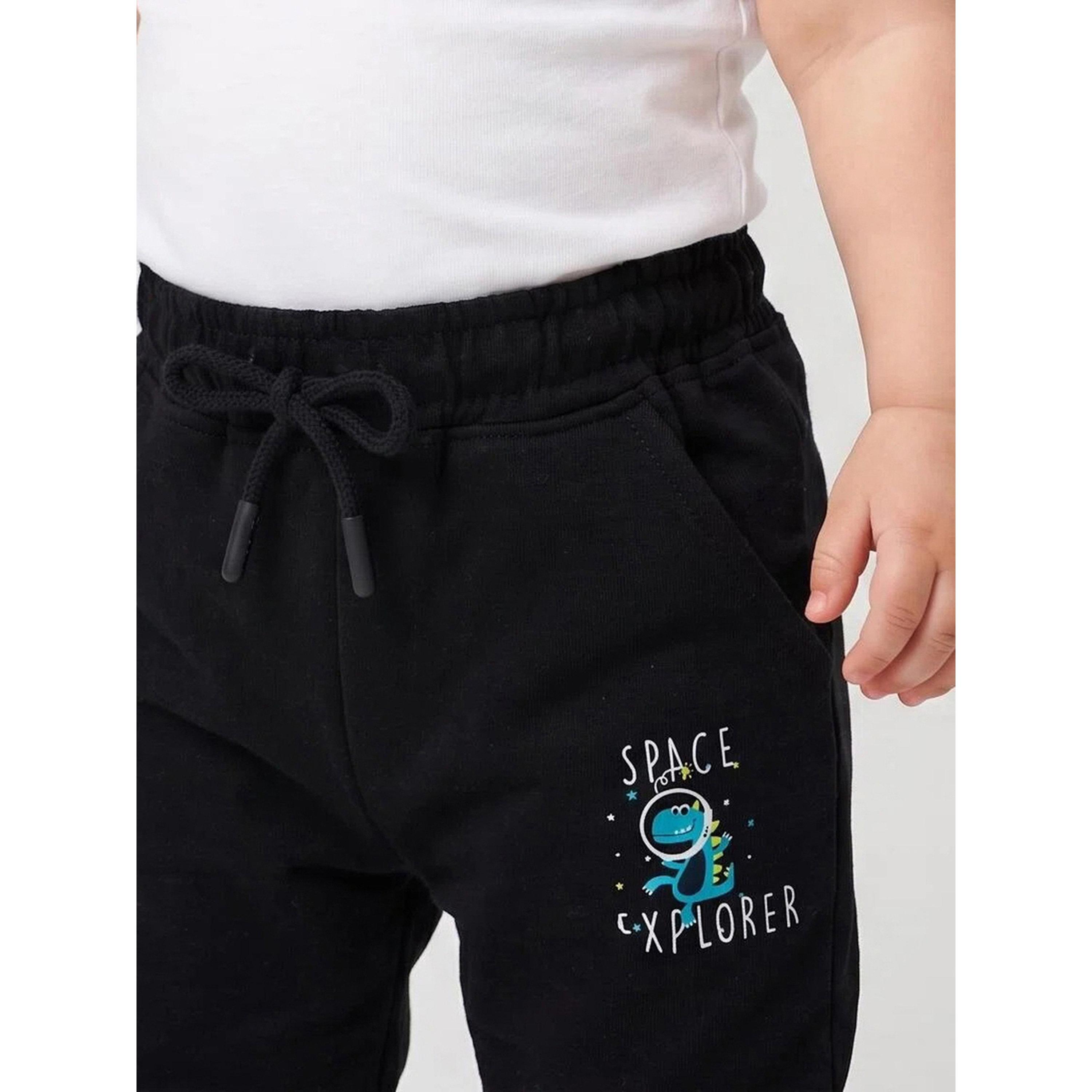 Styli Baby Boy Black Graphic Print Cuffed Hem Joggers-boys-clothing-bottoms-joggersandtrackpants-image-3