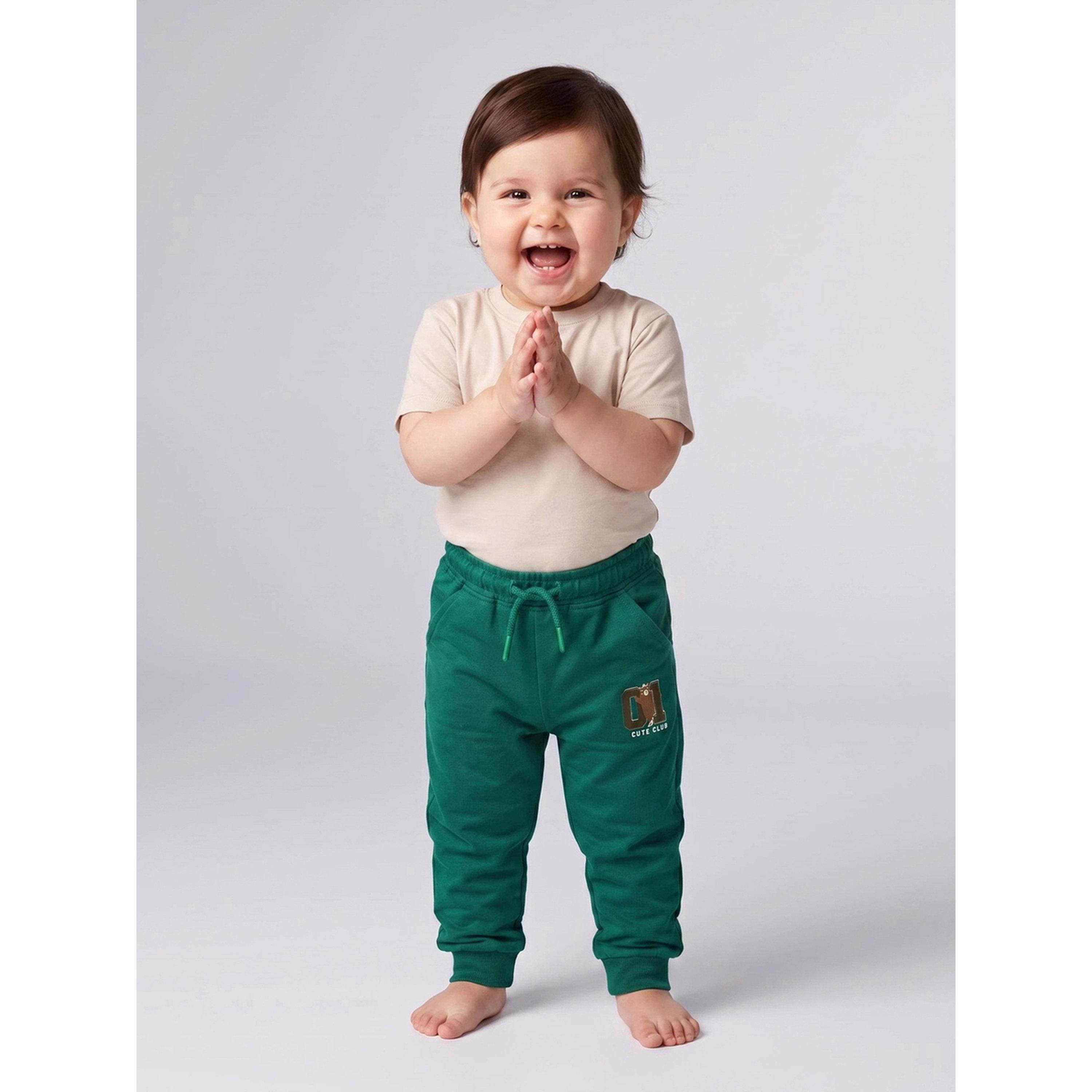 Styli Baby Boy Green Graphic Print Cuffed Hem Joggers-boys-clothing-bottoms-joggersandtrackpants-image-2