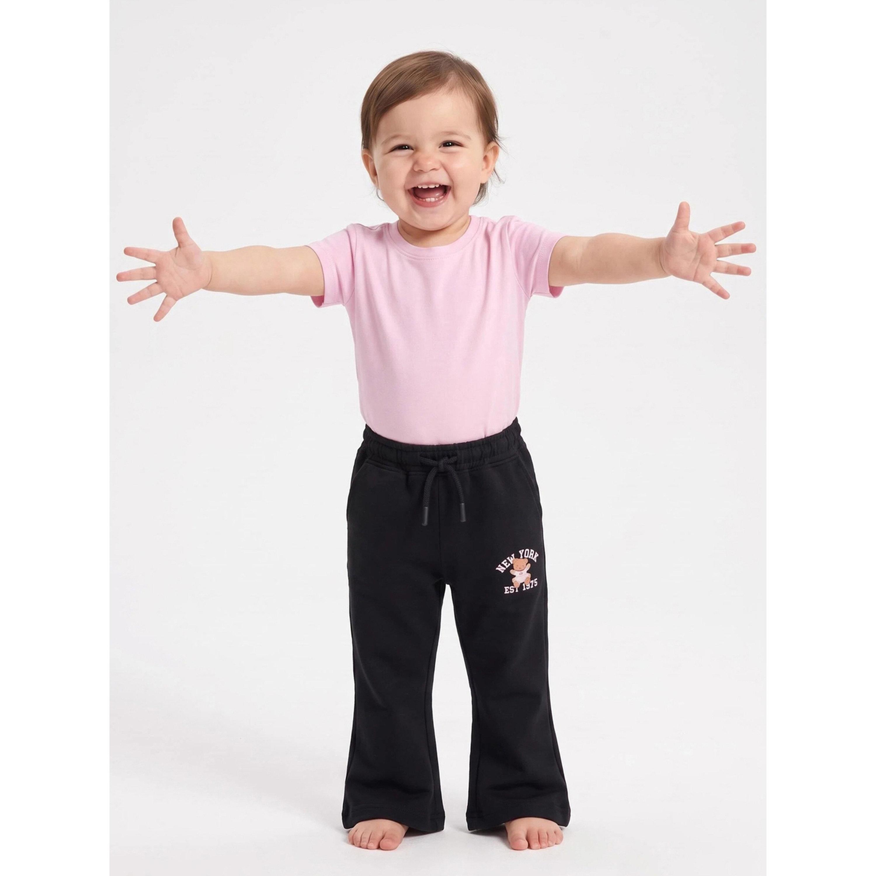 Styli Baby Girl Black Graphic Print Drawstring Straight Leg Joggers-girls-clothing-bottoms-joggersandtrackpants-image-2