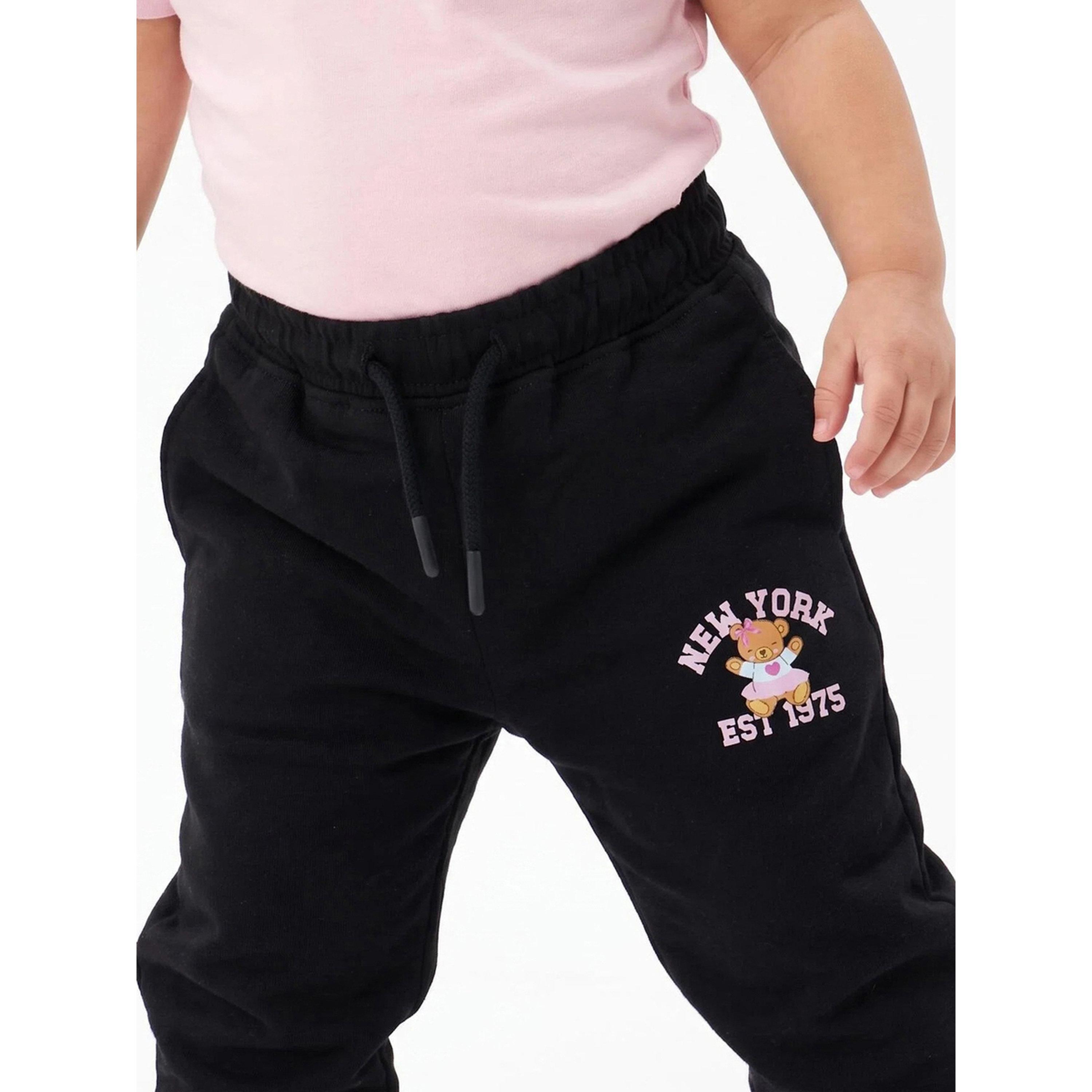 Styli Baby Girl Black Graphic Print Drawstring Straight Leg Joggers-girls-clothing-bottoms-joggersandtrackpants-image-3