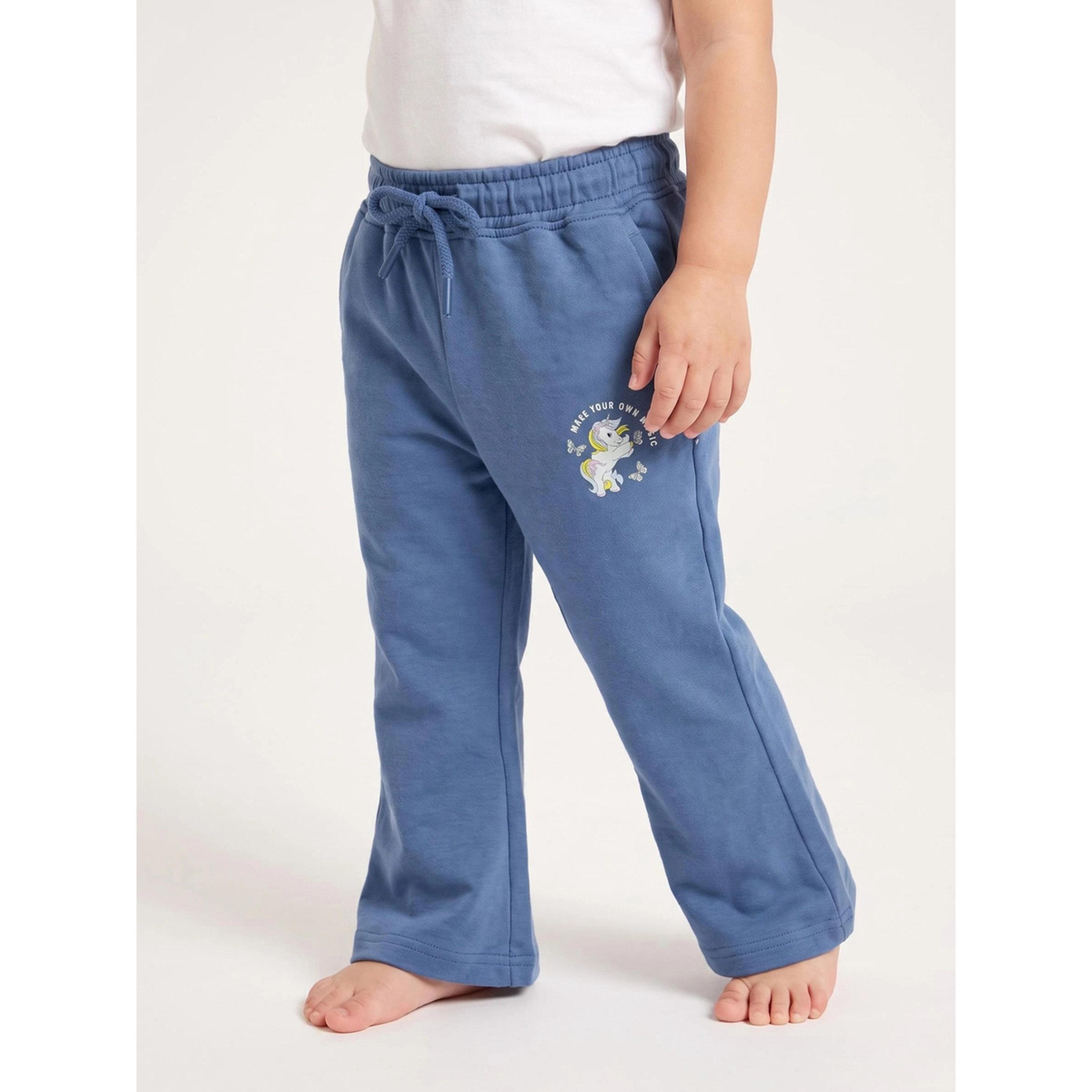 Styli Baby Girl Blue Graphic Print Drawstring Straight Leg Joggers-girls-clothing-bottoms-joggersandtrackpants-image-1