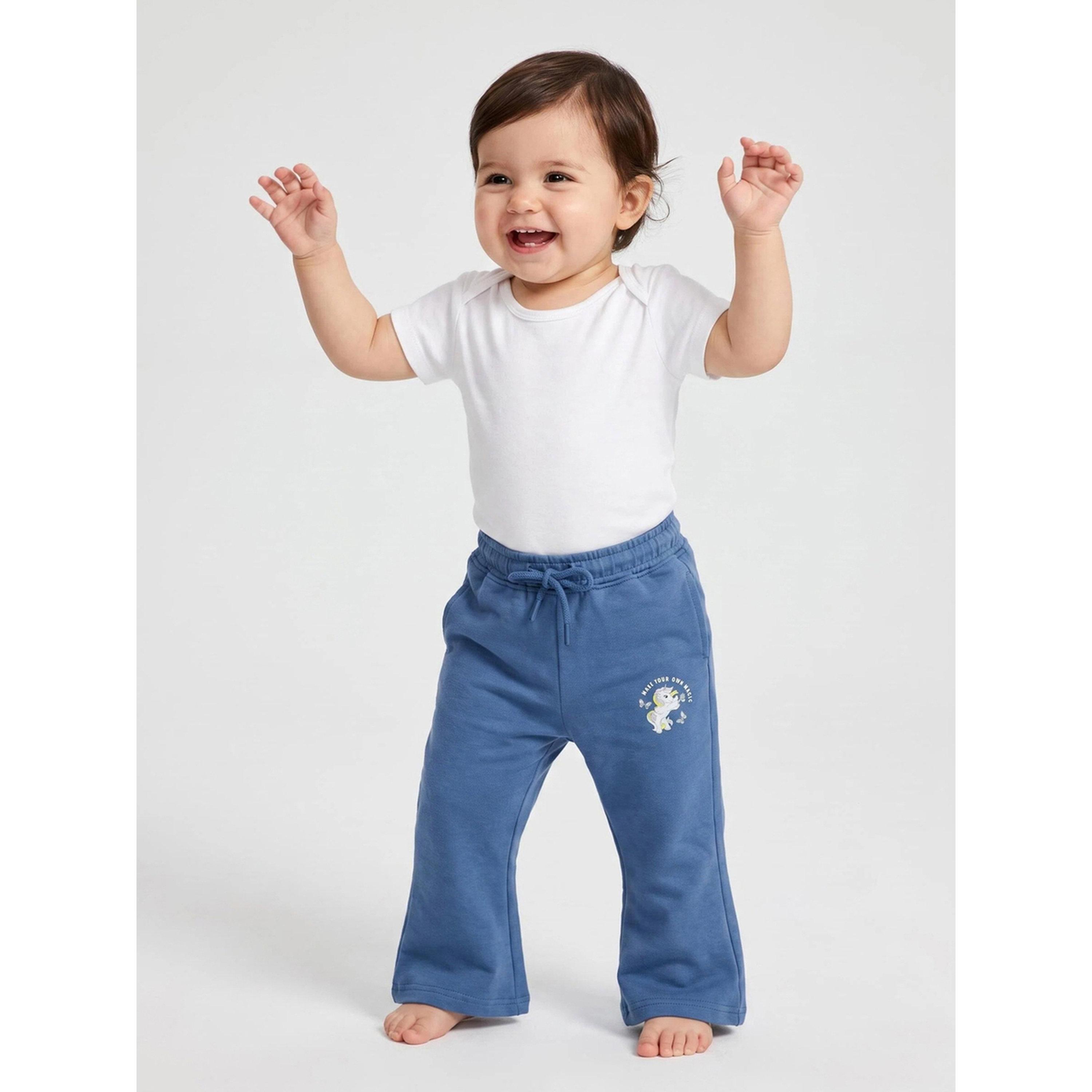 Styli Baby Girl Blue Graphic Print Drawstring Straight Leg Joggers-girls-clothing-bottoms-joggersandtrackpants-image-2