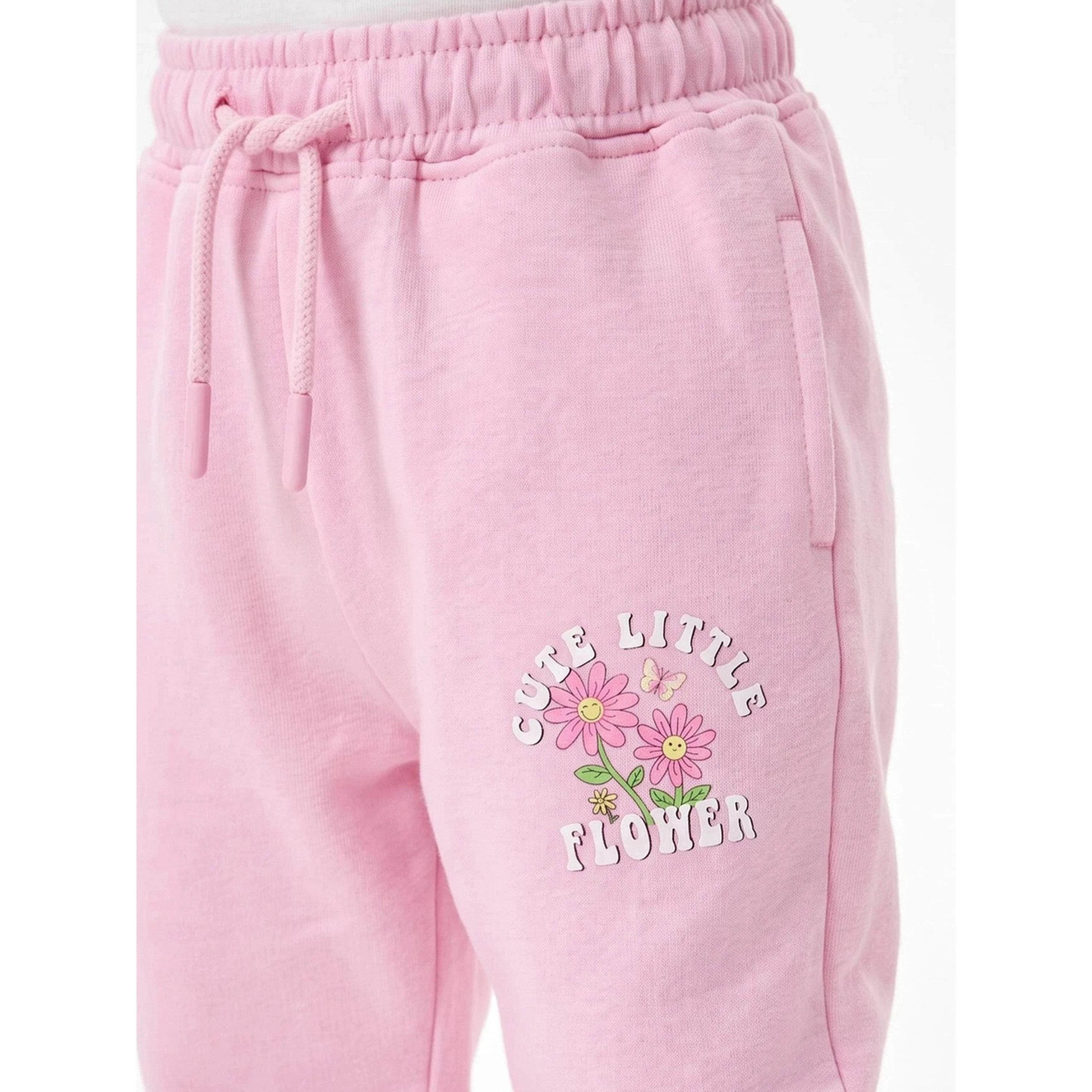 Styli Baby Girl Light Pink Graphic Print Straight Leg Joggers-girls-clothing-bottoms-joggersandtrackpants-image-3