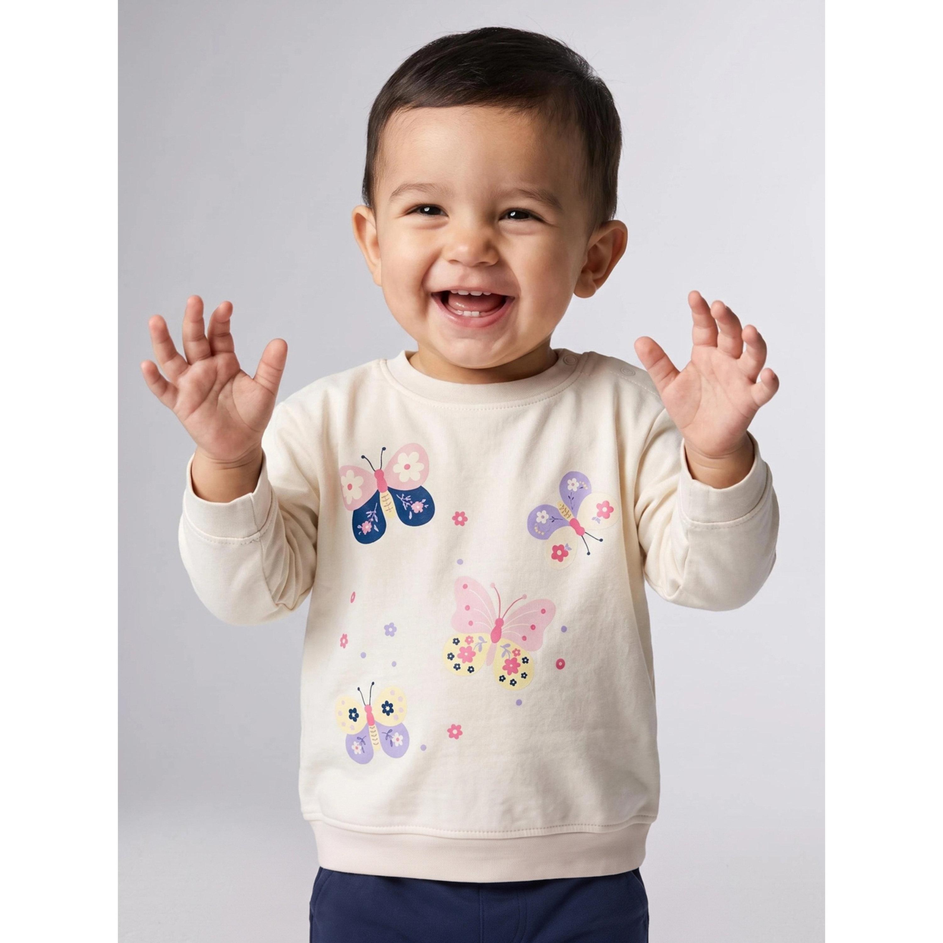 Styli Baby Girl Cream Butterfly Print Long Sleeves Sweatshirt-girls-clothing-sweatshirts-image-1