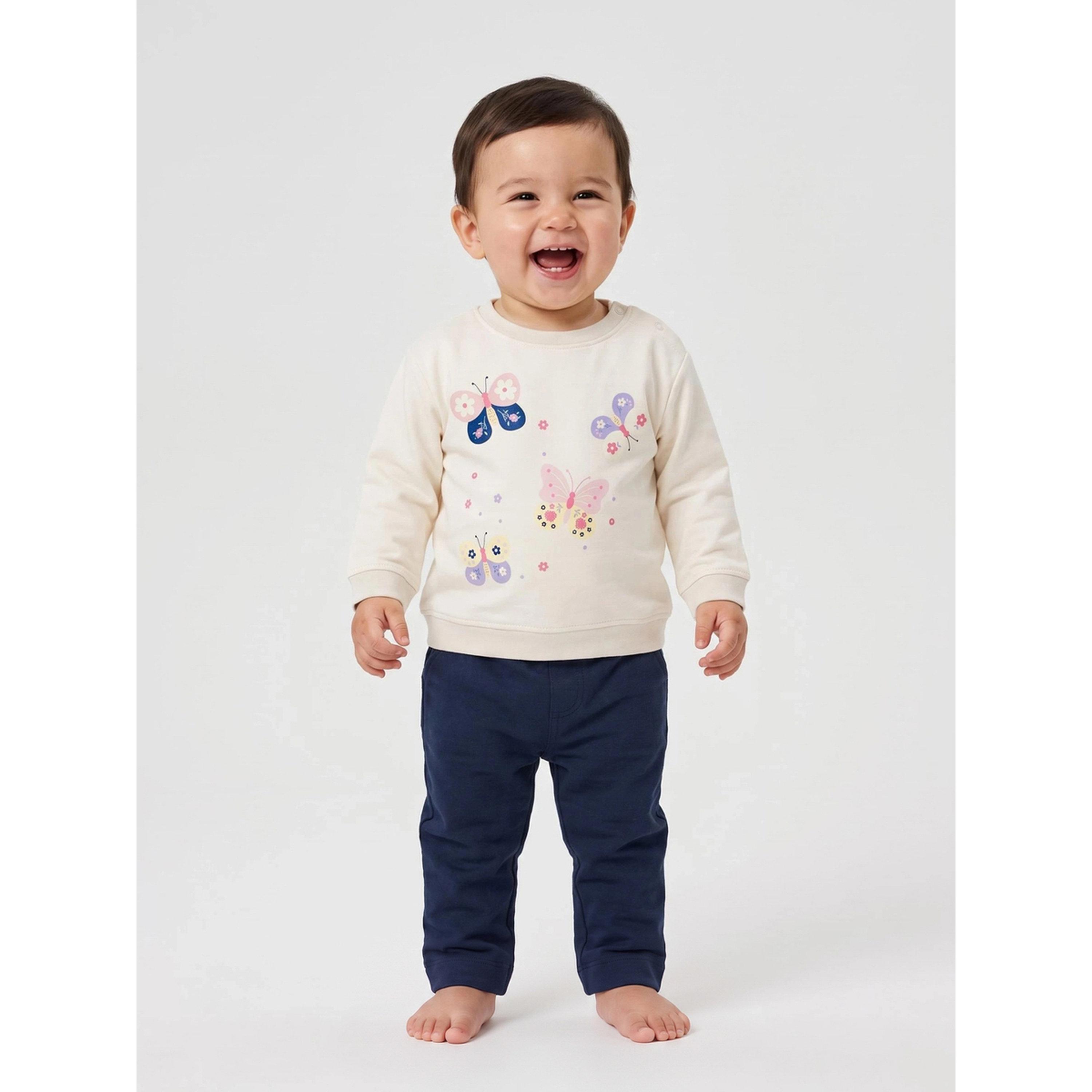 Styli Baby Girl Cream Butterfly Print Long Sleeves Sweatshirt-girls-clothing-sweatshirts-image-2