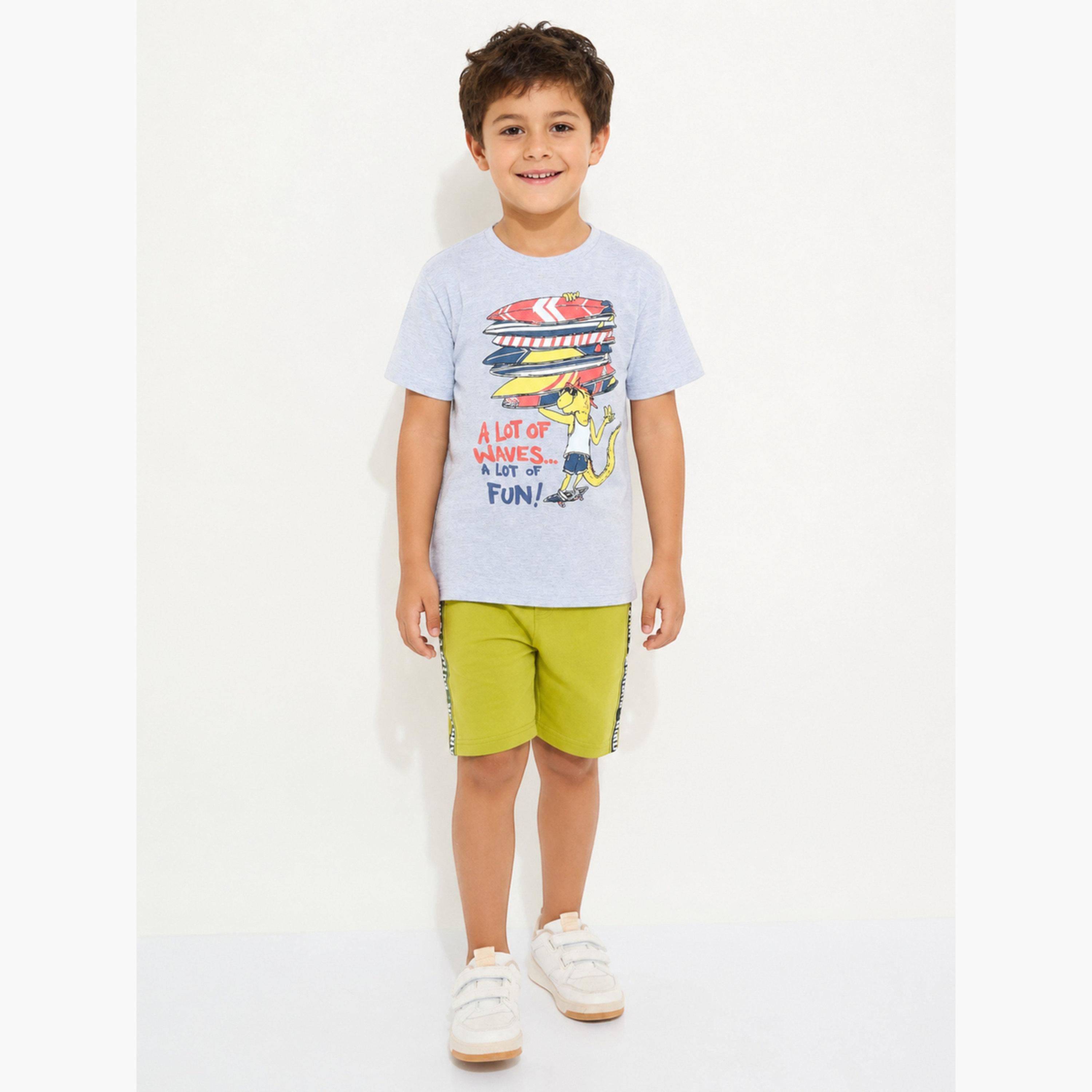 تيشيرت بياقة دائرية وطبعة جرافيك للأولاد-boys-clothing-tshirtsandpolos-image-2