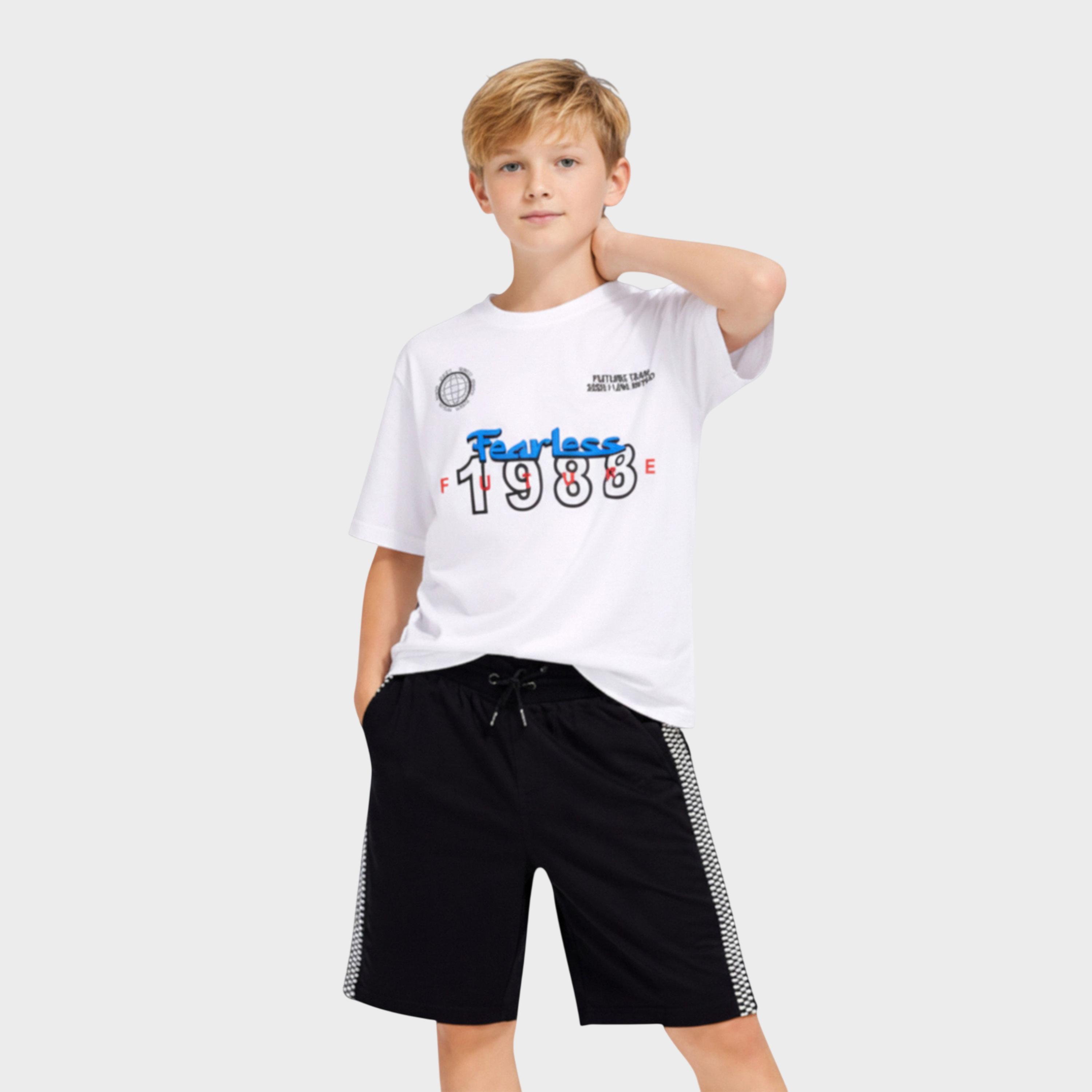 Victor and Jane X Styli Boys Graphic Print Relaxed T-Shirt and Shorts Set-boys-clothing-setsandcoords-image-1