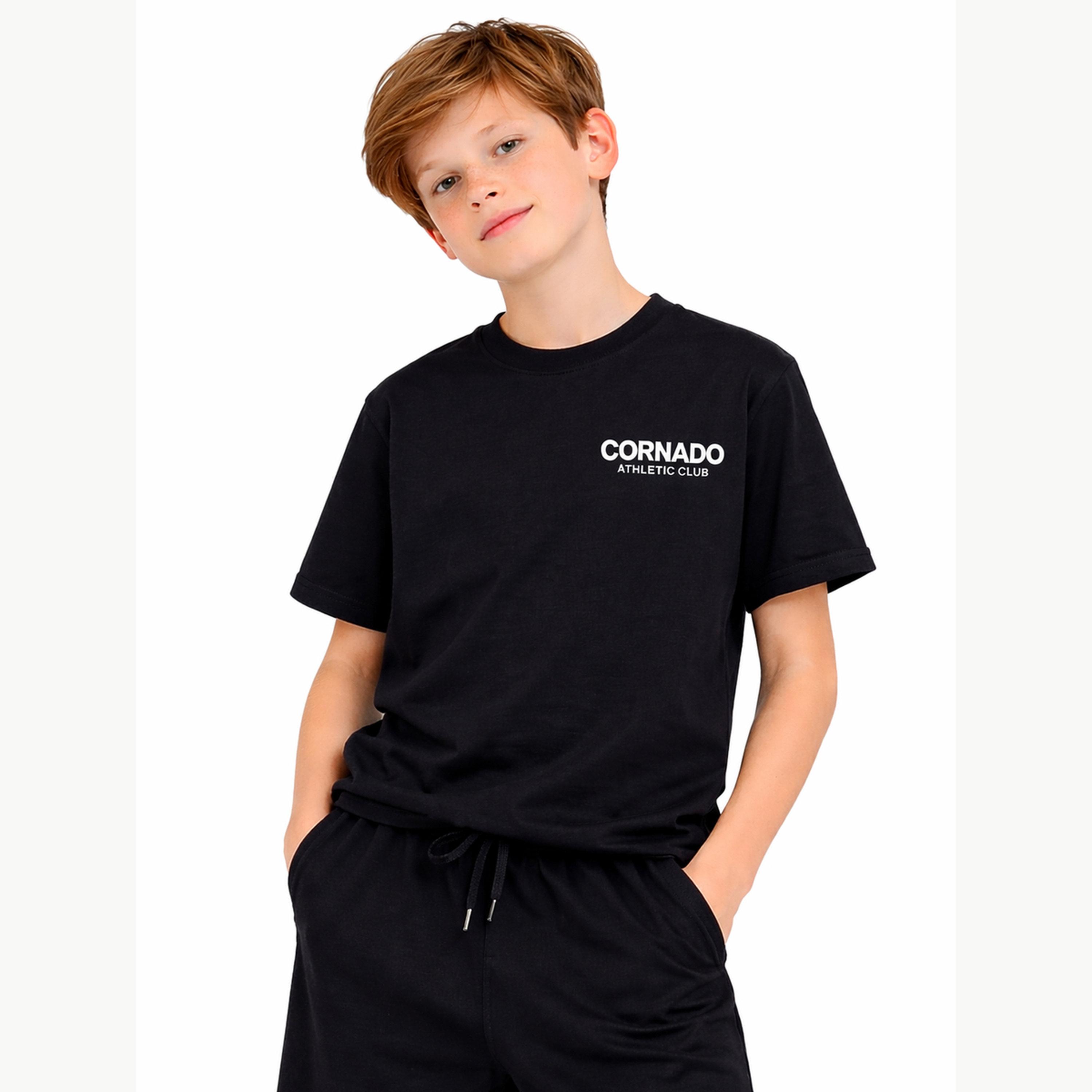 Victor and Jane X Styli Boys Text Print Relaxed T-Shirt and Shorts Set-boys-clothing-setsandcoords-image-2