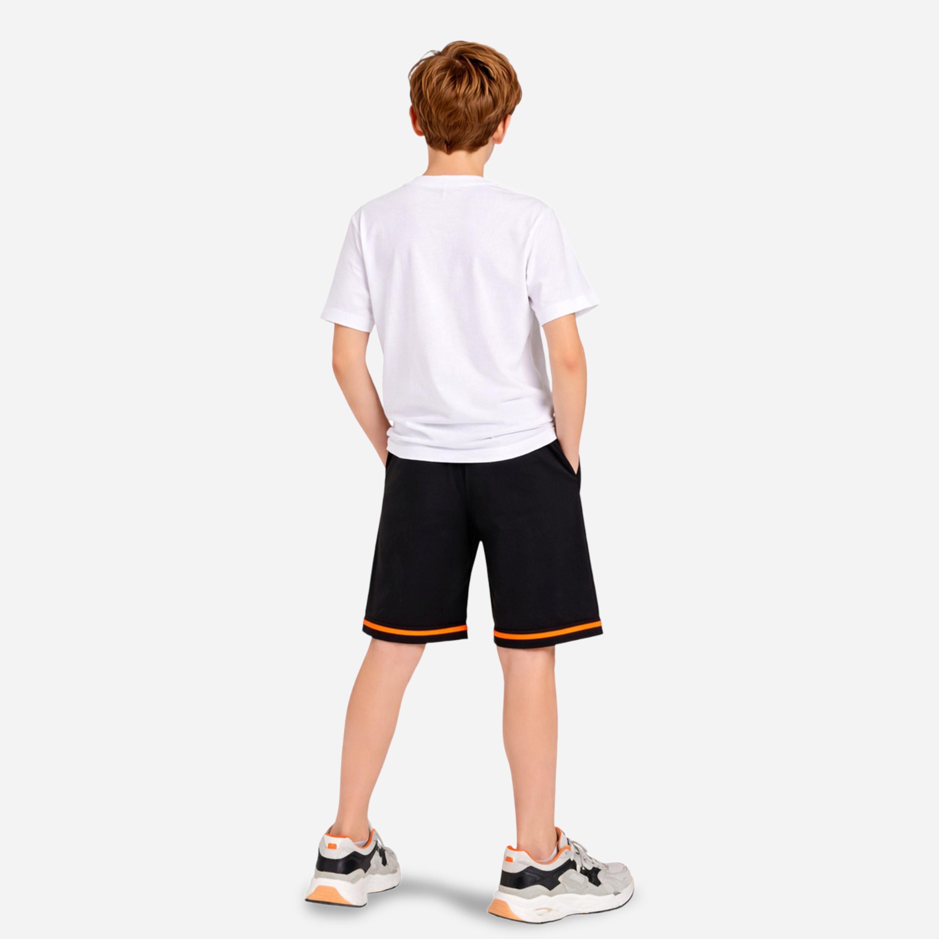 مجموعة من شورت وتيشيرت بقصة مريحة وطبعة كتابة للأولاد-boys-clothing-setsandcoords-image-6