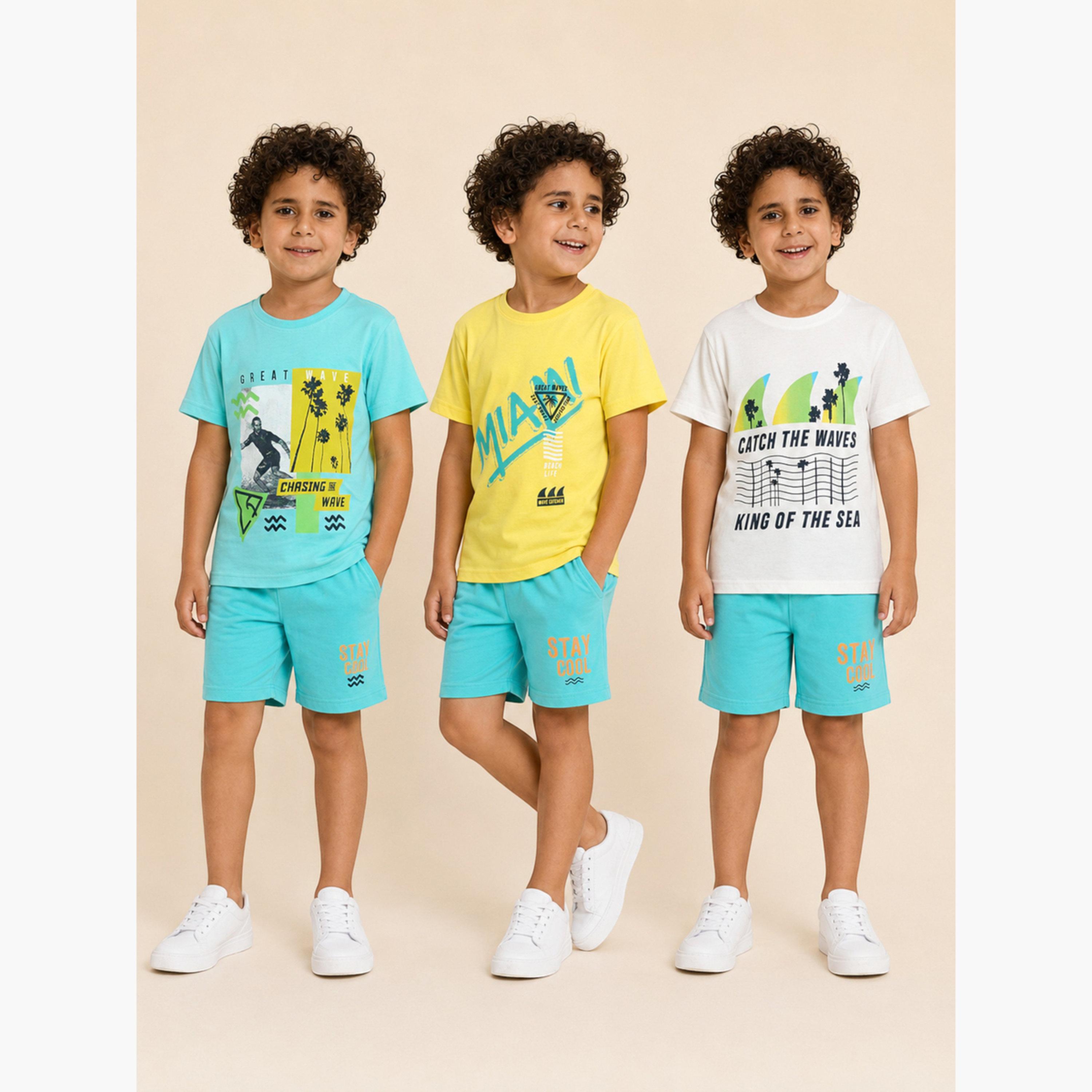 Victor and Jane X Styli Pack of 3 - Boys Graphic Print T-Shirt-boys-clothing-tshirtsandpolos-image-2