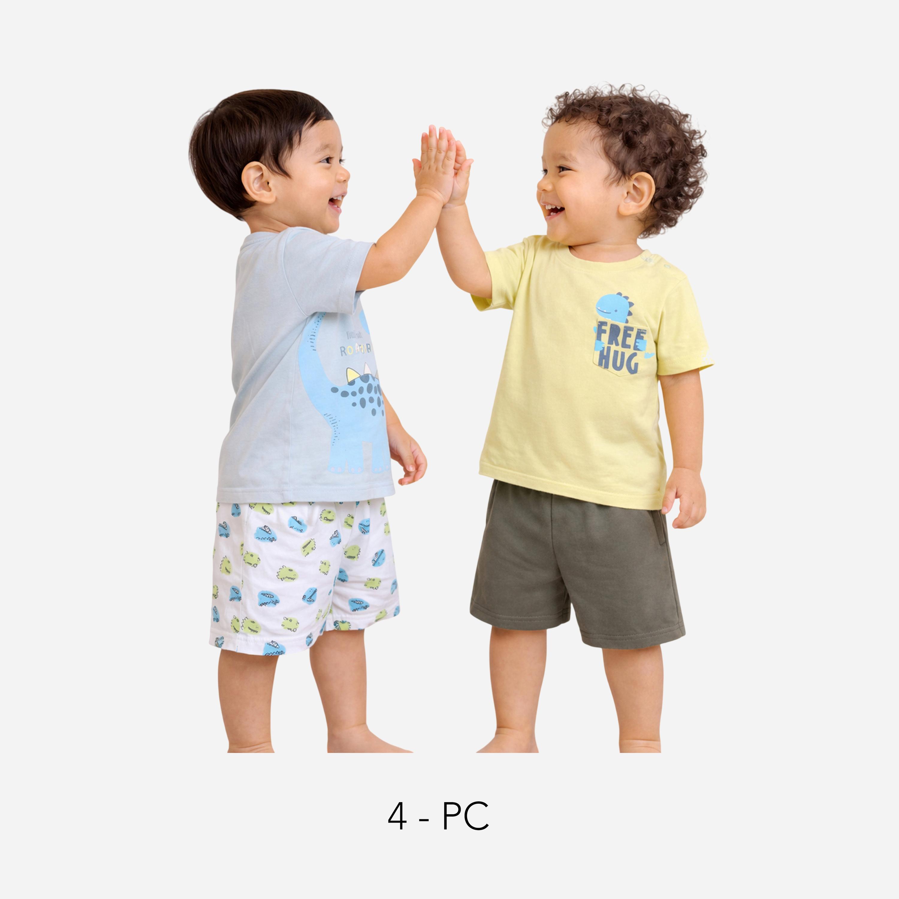 مجموعة من 4 شورتات وتيشيرتات بطبعات للأولاد-boys-clothing-setsandcoords-image-1