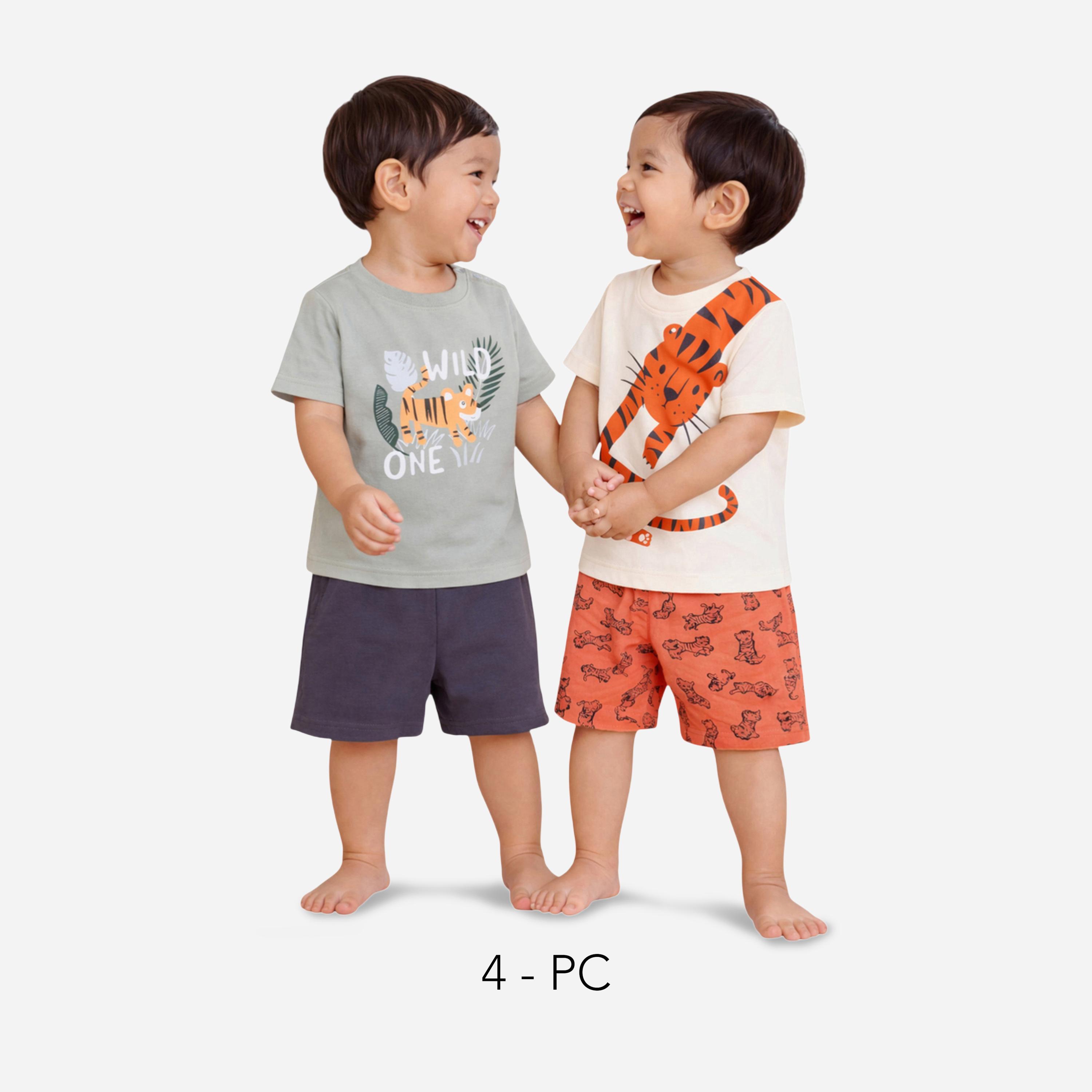 مجموعة من 4 شورتات وتيشيرتات بطبعات للأولاد-boys-clothing-setsandcoords-image-1