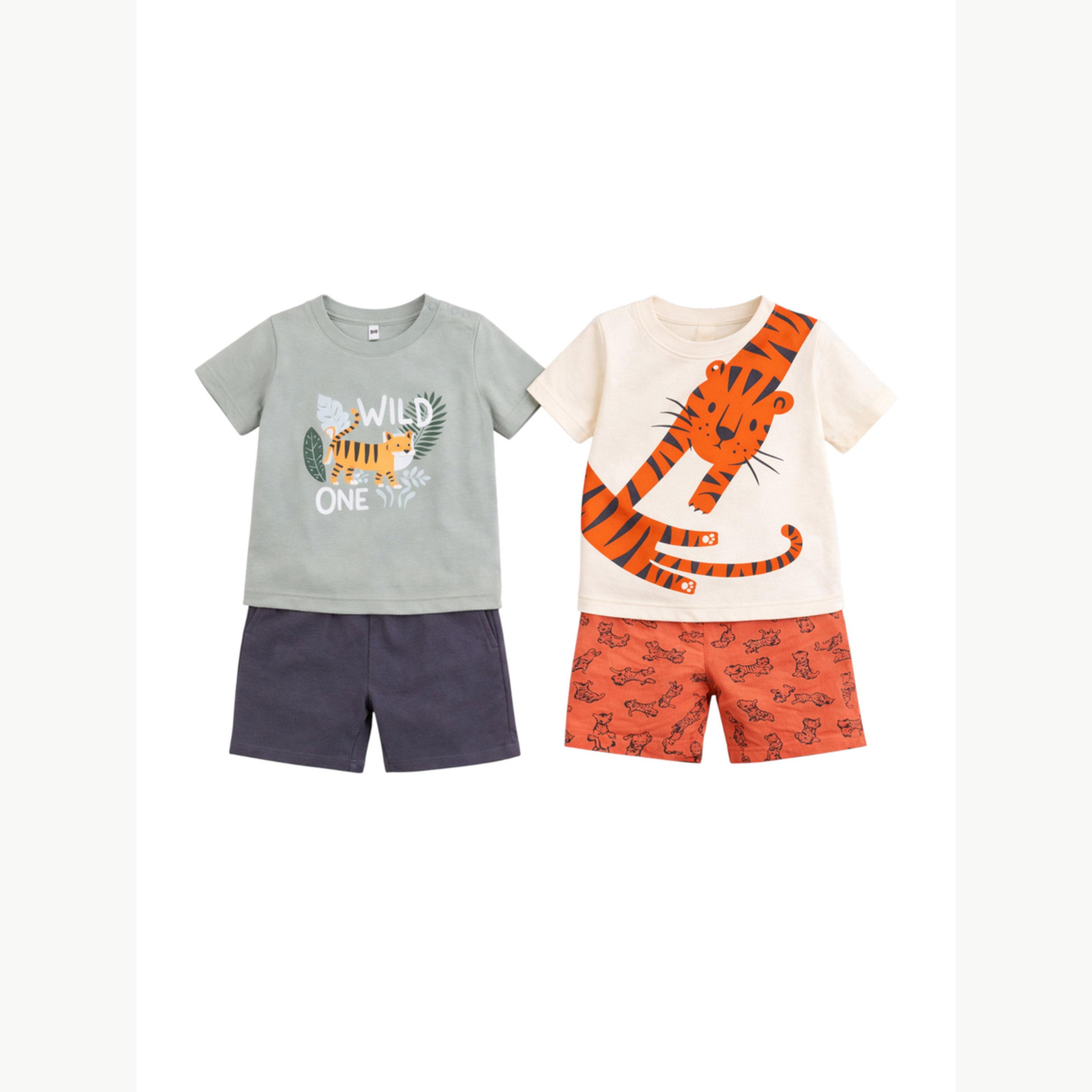 مجموعة من 4 شورتات وتيشيرتات بطبعات للأولاد-boys-clothing-setsandcoords-image-4