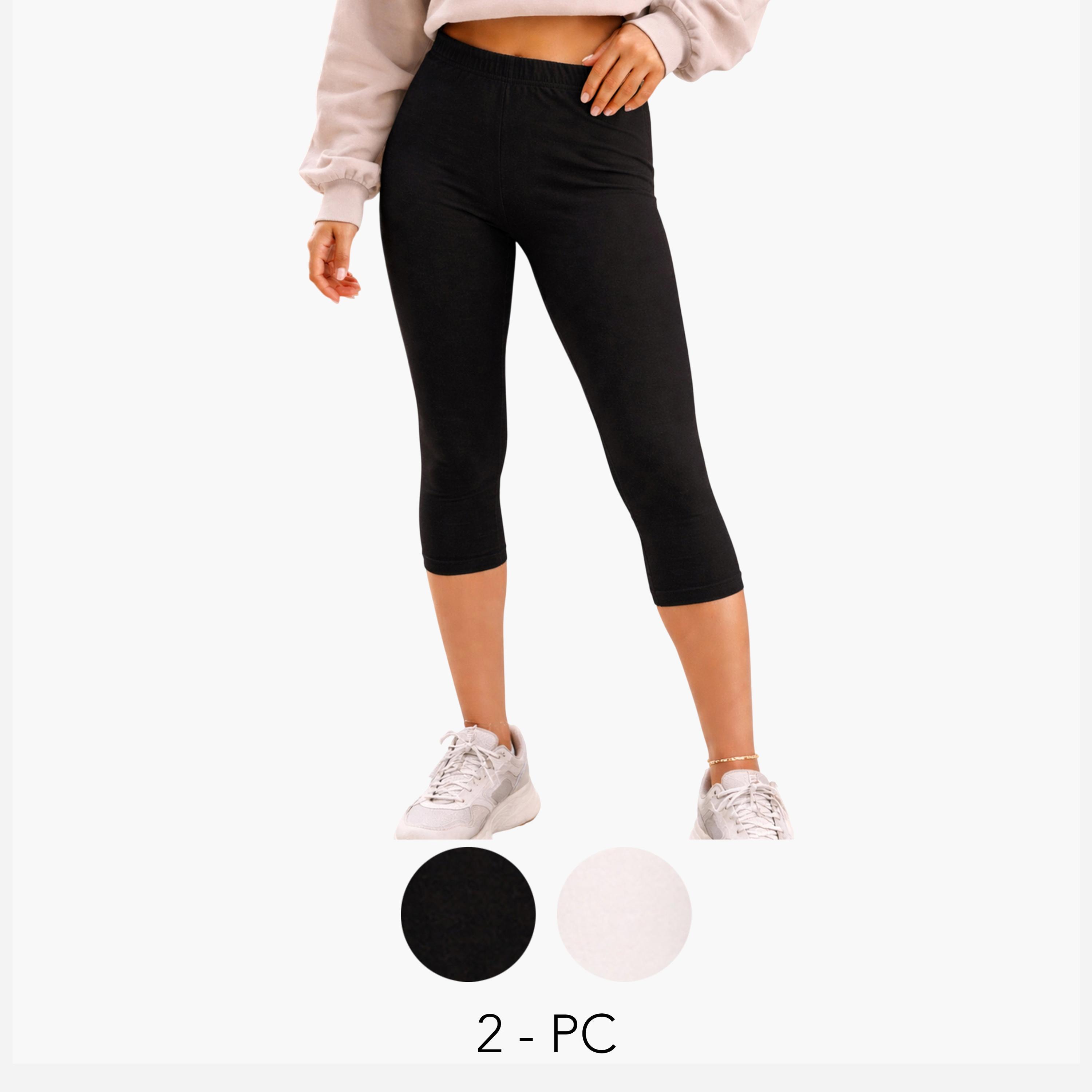 مجموعة من 2 ليقنز كابري بنسيج مطاطي للبنات-girls-clothing-bottoms-leggings-image-1