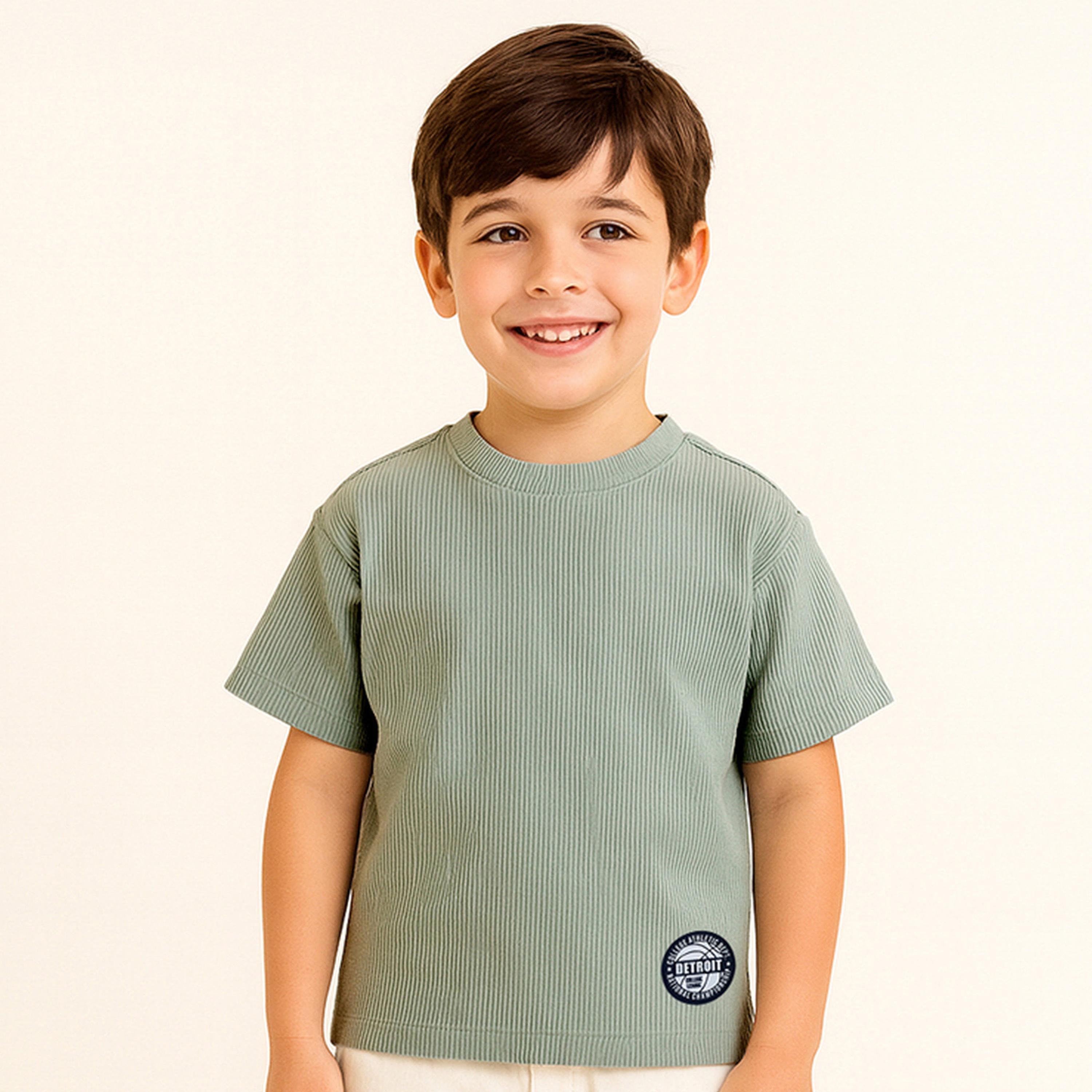 Victor and Jane X Styli Boys Ribbed Knit Round Neck T-Shirt-boys-clothing-tshirtsandpolos-image-1