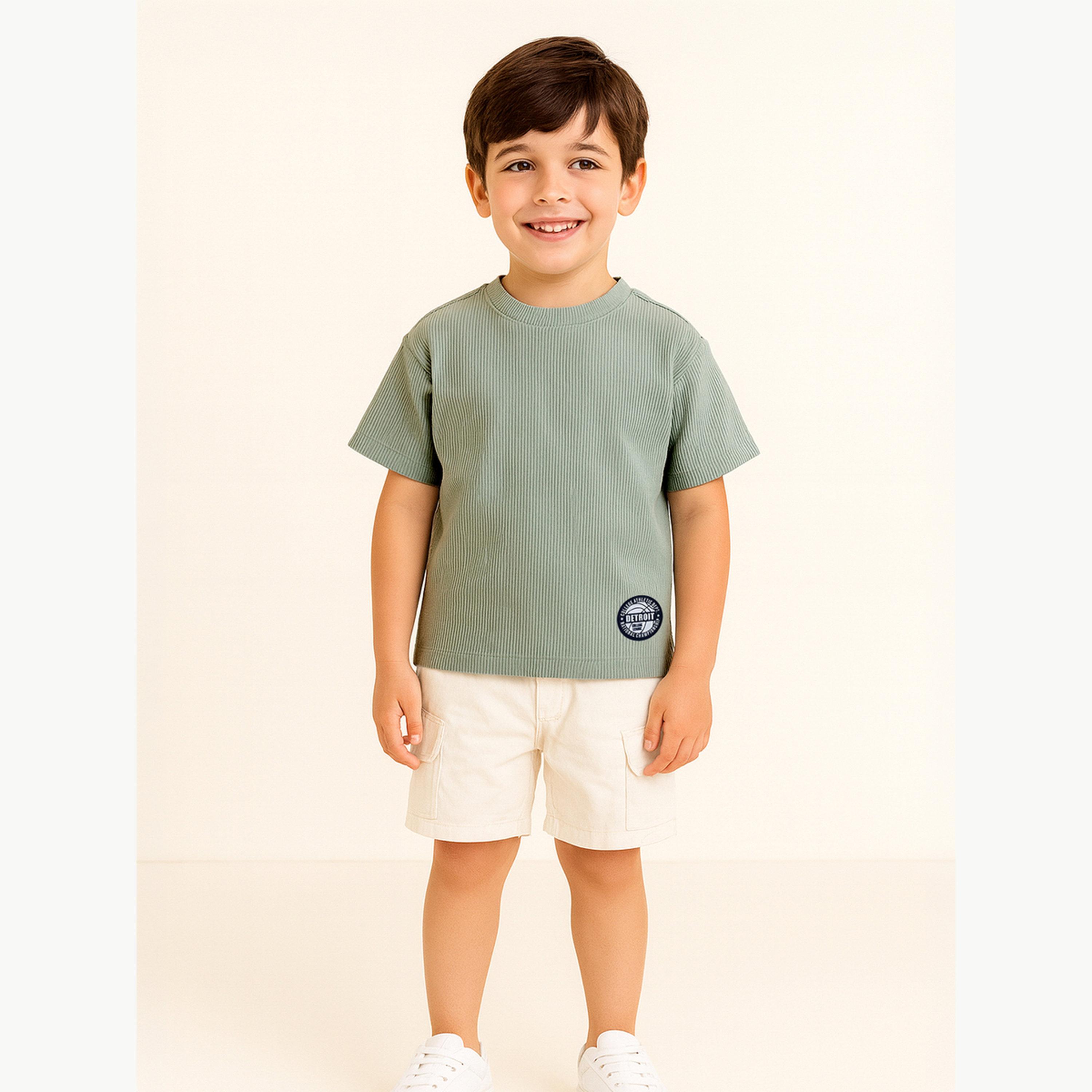 Victor and Jane X Styli Boys Ribbed Knit Round Neck T-Shirt-boys-clothing-tshirtsandpolos-image-2
