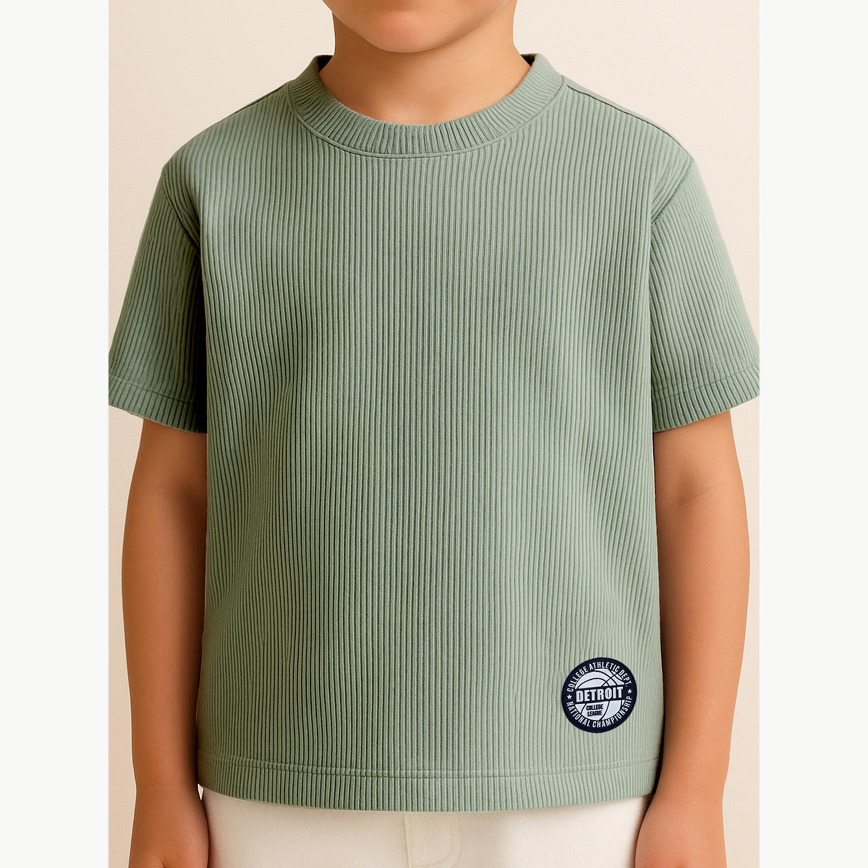 Victor and Jane X Styli Boys Ribbed Knit Round Neck T-Shirt-boys-clothing-tshirtsandpolos-image-3