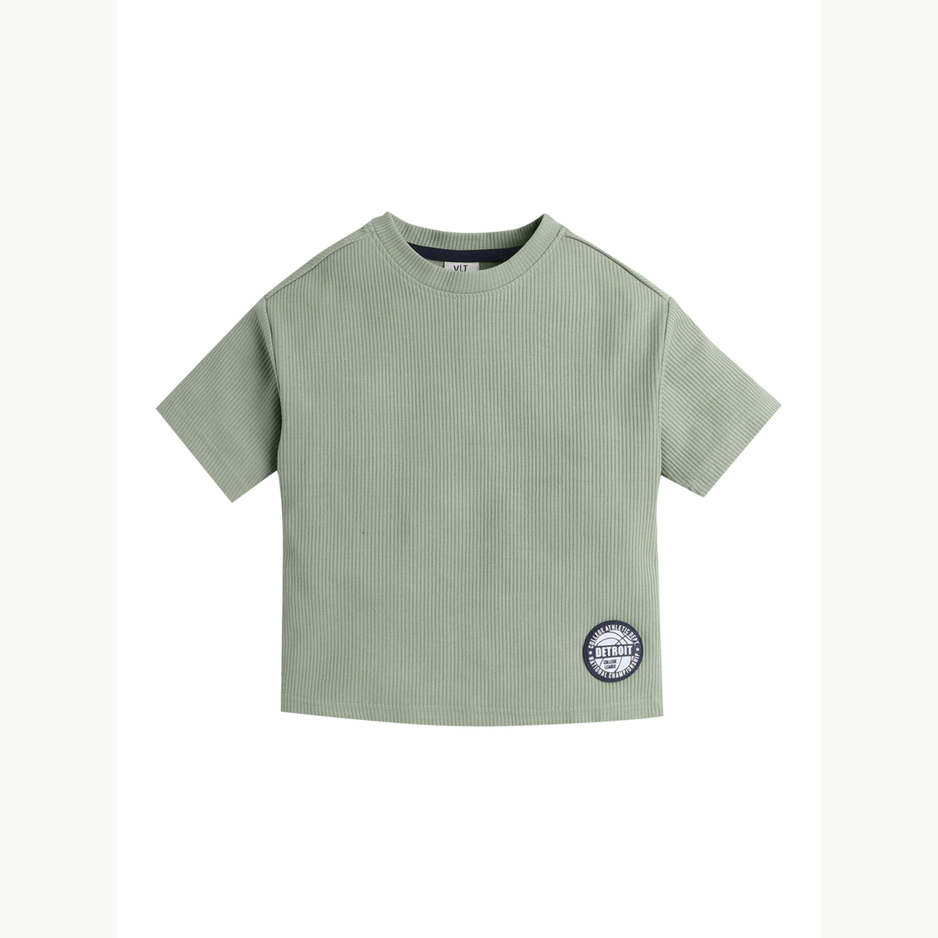 تيشيرت بياقة دائرية محبوك مضلع للأولاد-boys-clothing-tshirtsandpolos-image-4