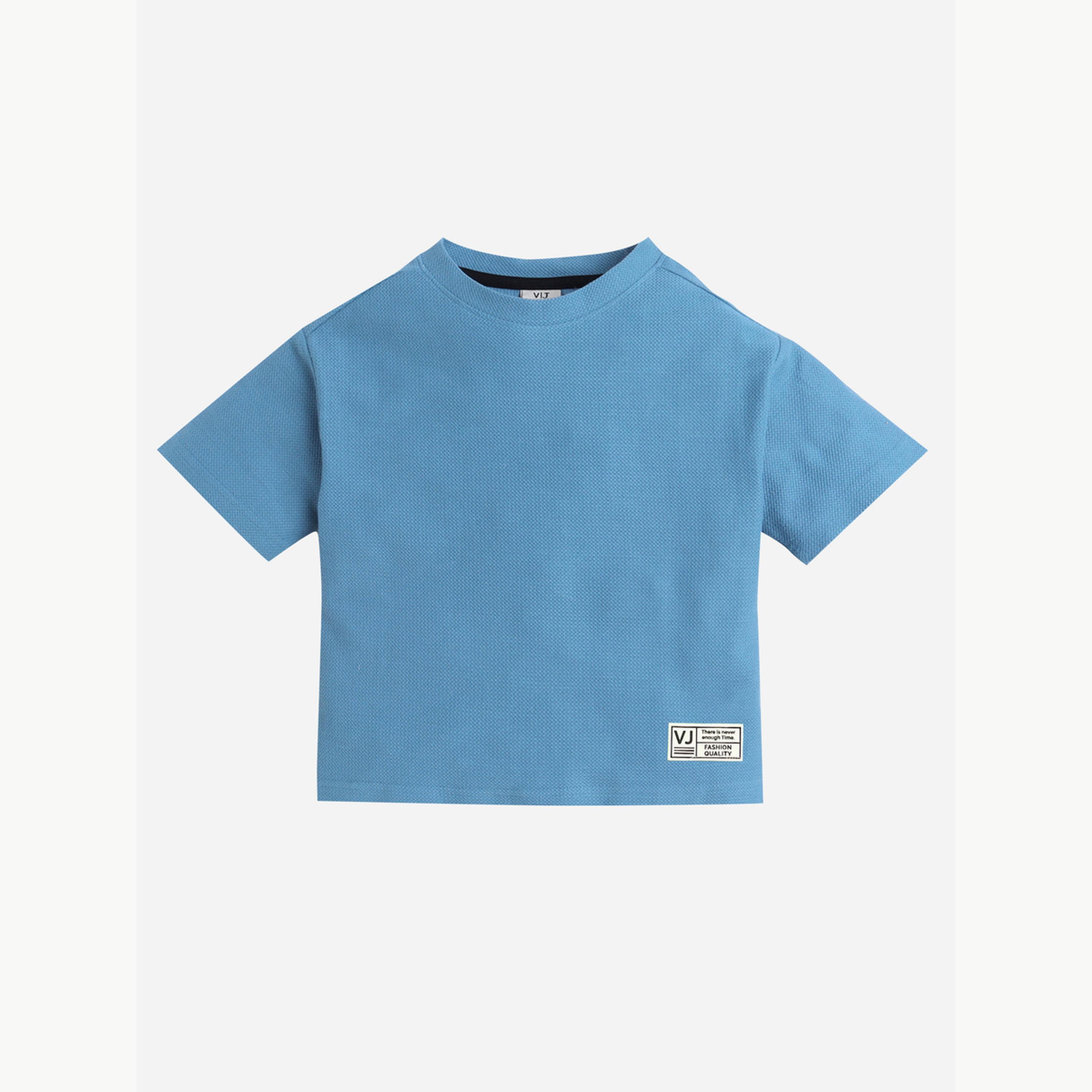 تيشيرت بياقة دائرية محبوك بتفاصيل بارزة الملمس للأولاد-boys-clothing-tshirtsandpolos-image-1