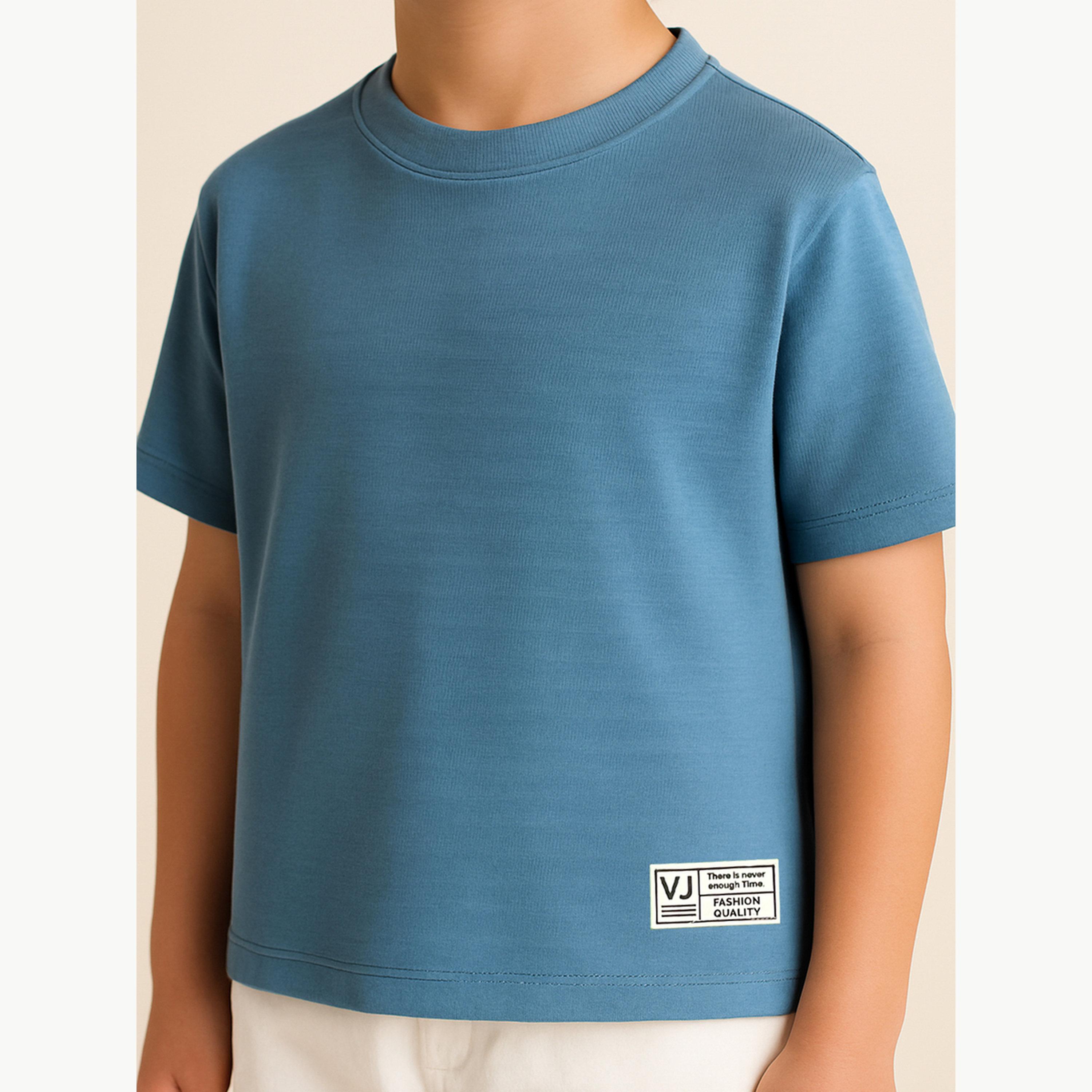تيشيرت بياقة دائرية محبوك بتفاصيل بارزة الملمس للأولاد-boys-clothing-tshirtsandpolos-image-5